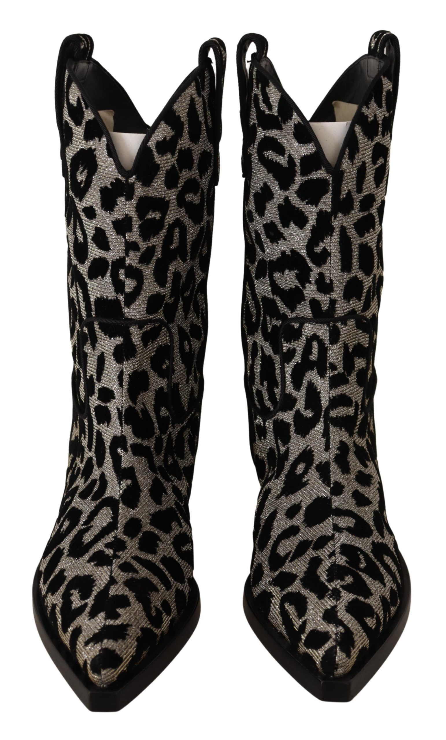 Gray Black Leopard Cowboy Boots Shoes hover