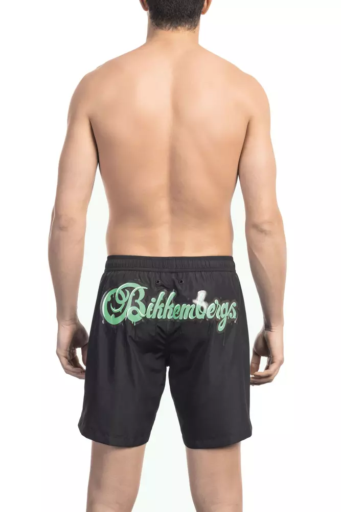 Black Polyester Men Swim Short hover