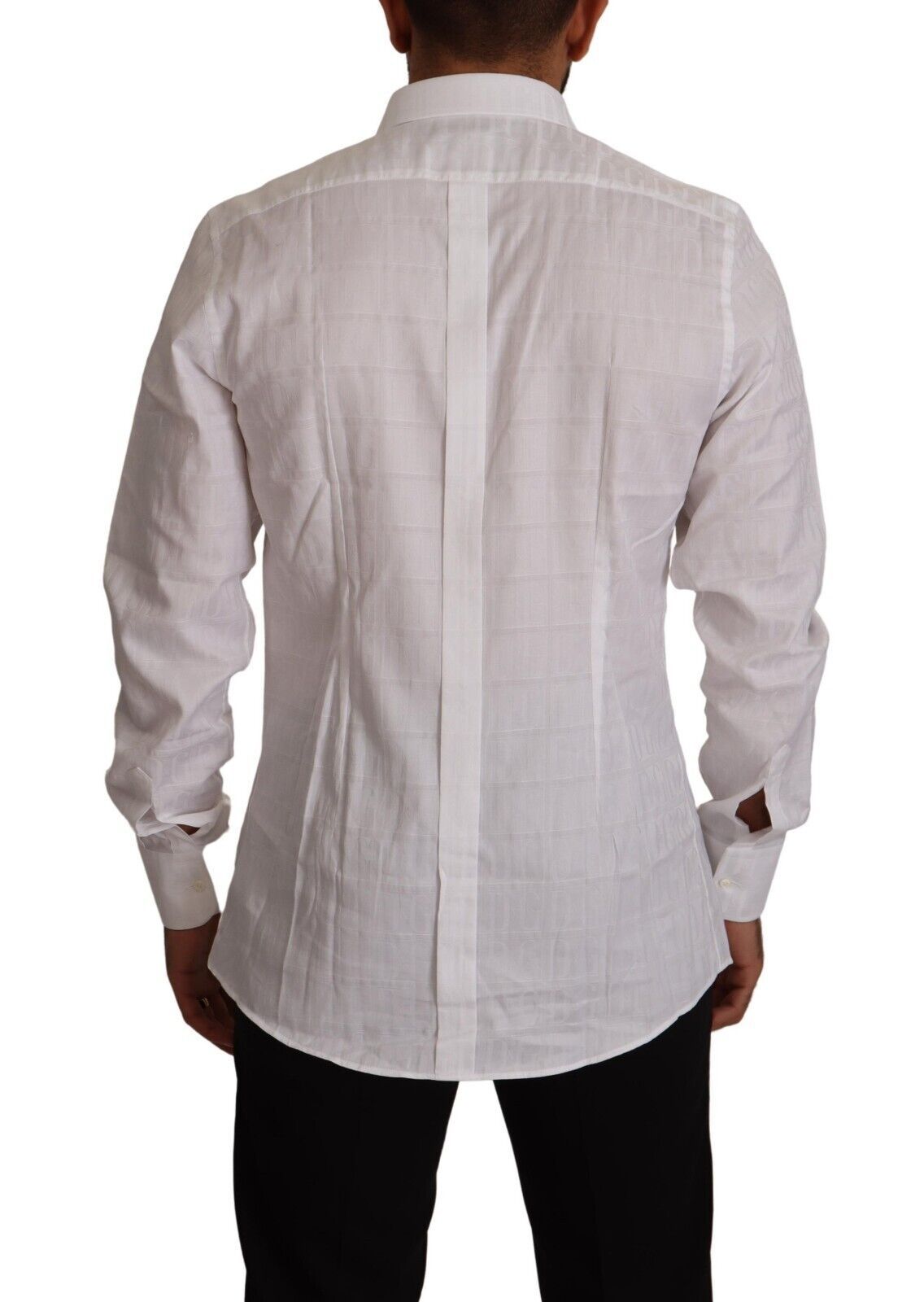 Elegant White Cotton Dress Shirt - Slim Fit hover