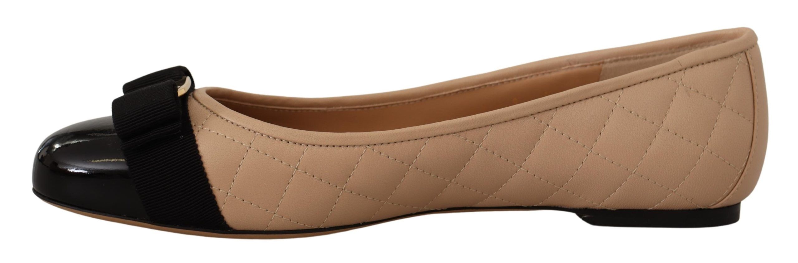Elegant Quilted Leather Flats - Chic Dual-Tone Design hover