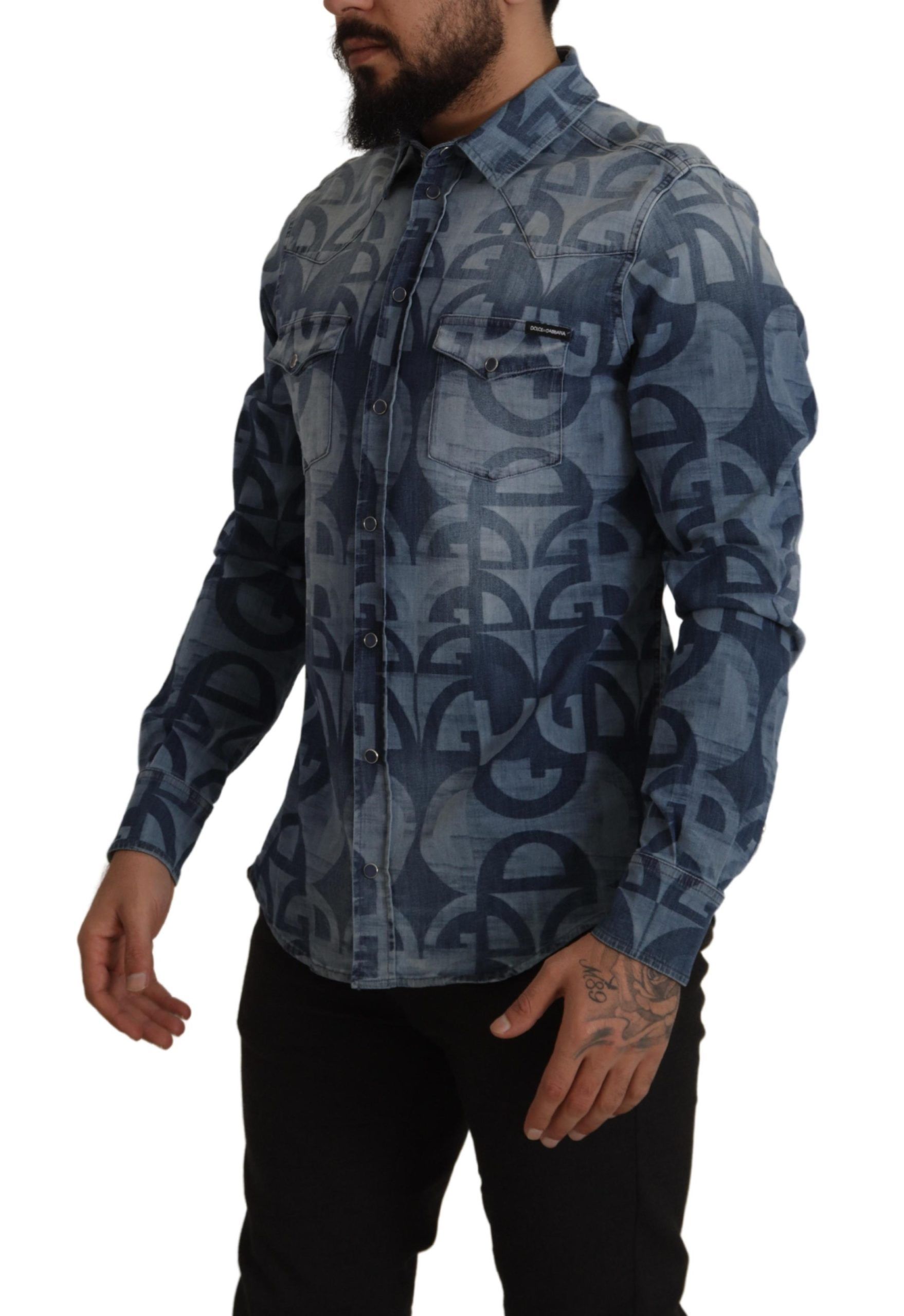 Elegant Slim Fit Casual Blue Men's Shirt hover