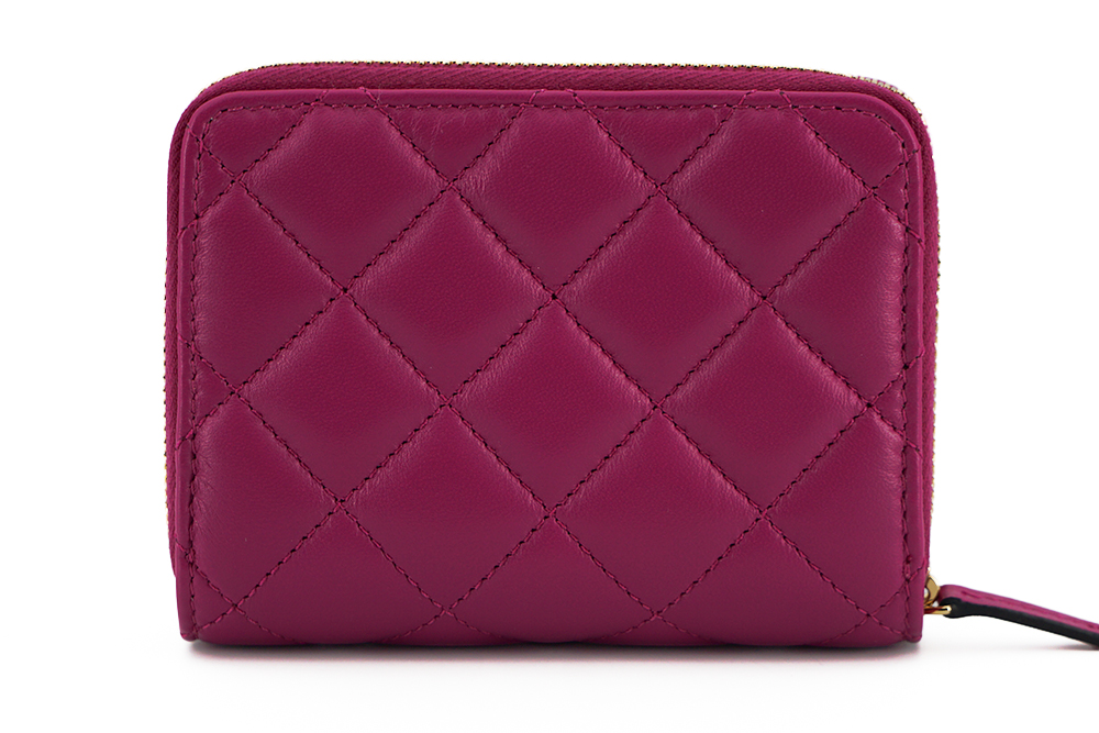 Elegant Purple Quilted Leather Wallet hover