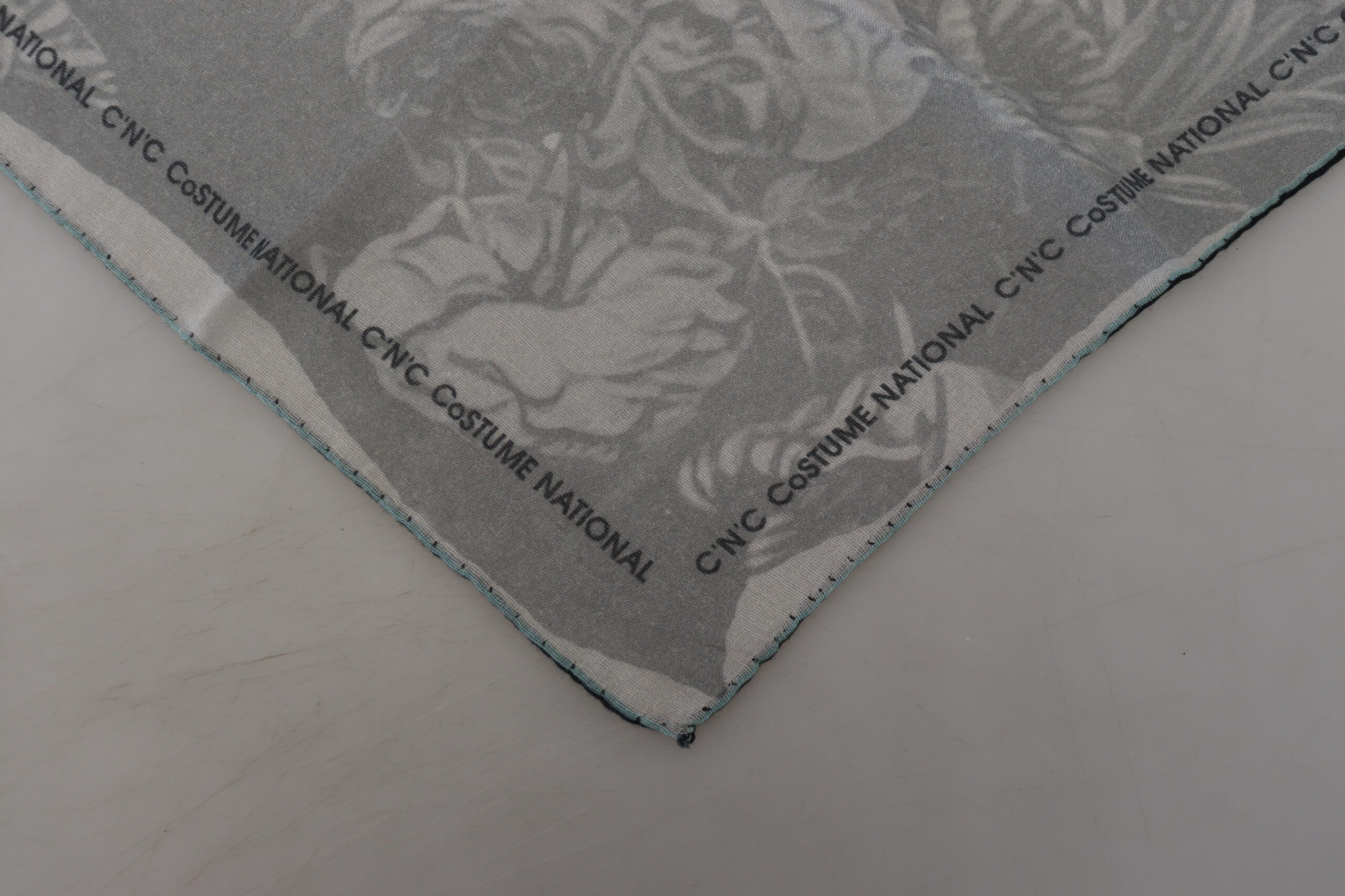 Gray Print Shawl Foulard Branded Scarf hover