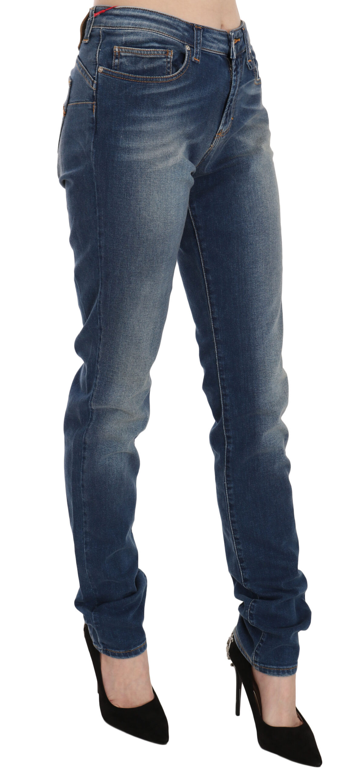 Blue Washed Mid Waist Slim Fit Denim Jeans hover