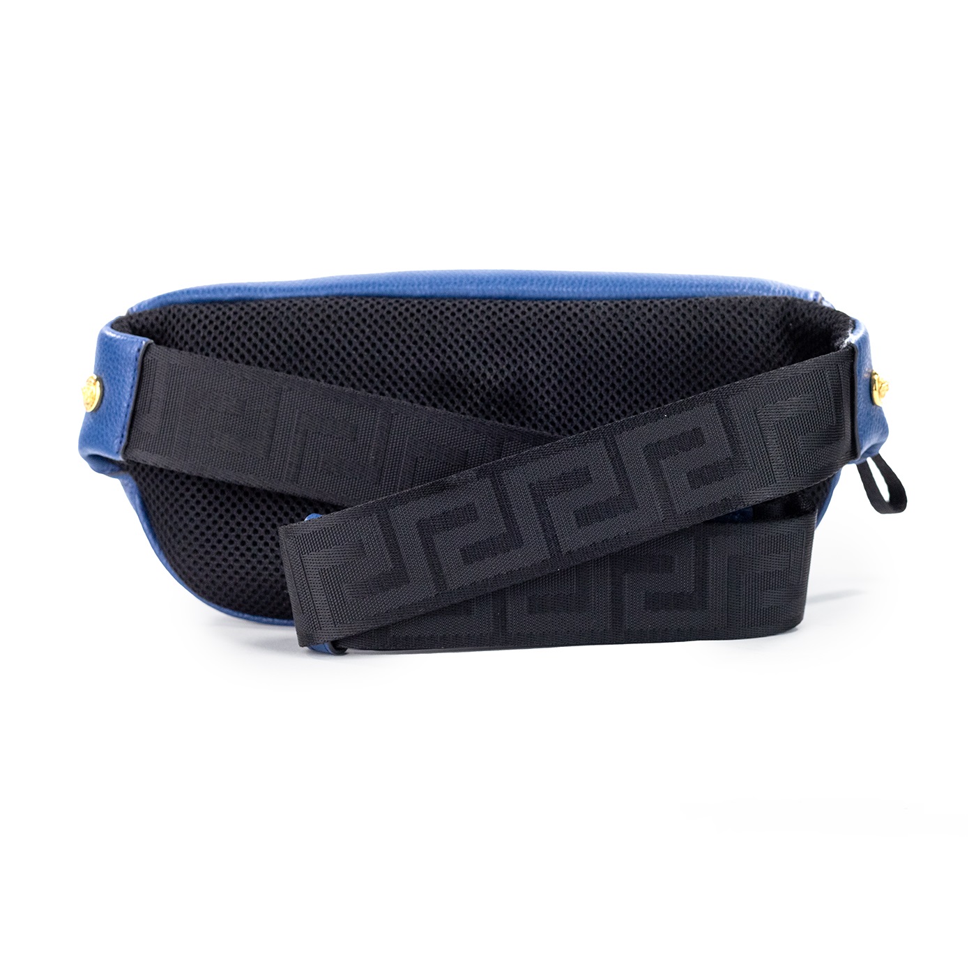 Small Navy Calf Leather Medusa Pendant Fanny Waist Pack Belt Bag hover