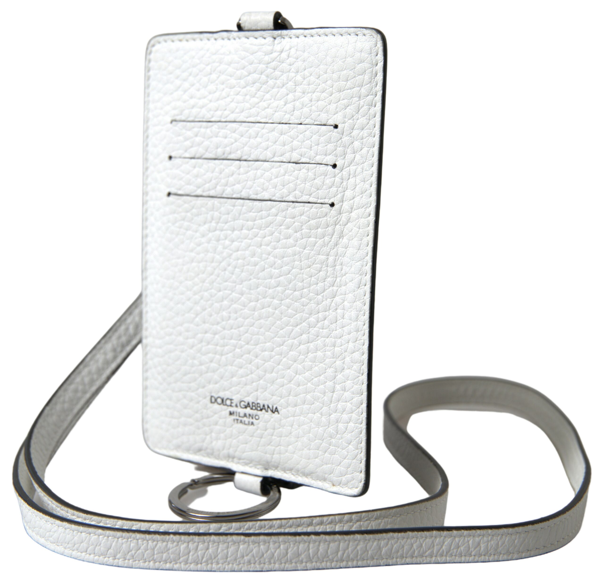 Elegant White Leather Cardholder Lanyard hover