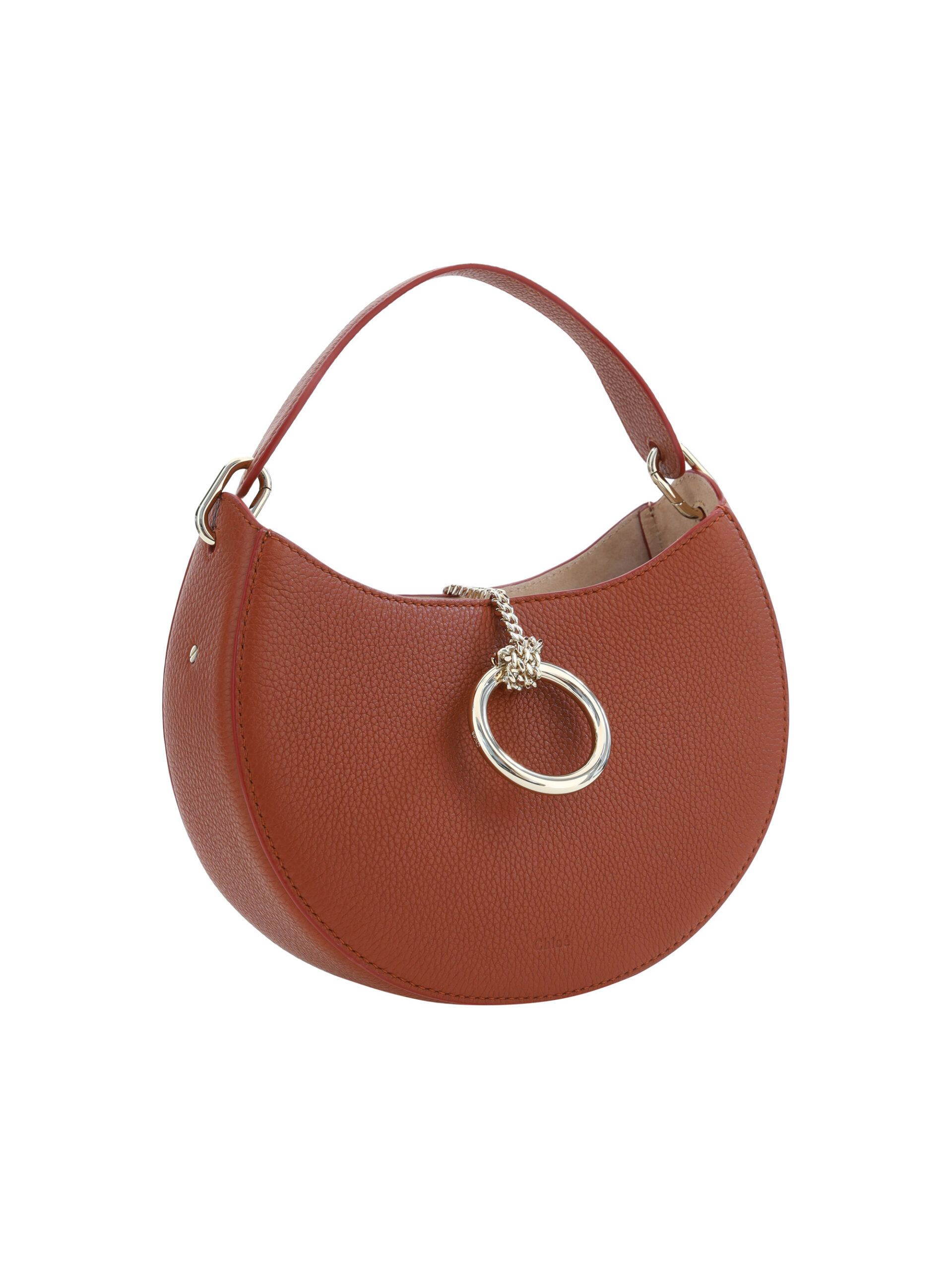 Sepia Brown Small Arlène Leather Shoulder Bag hover