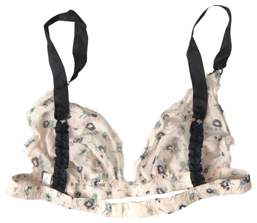 Beige Floral Underwear Bikini Bra hover