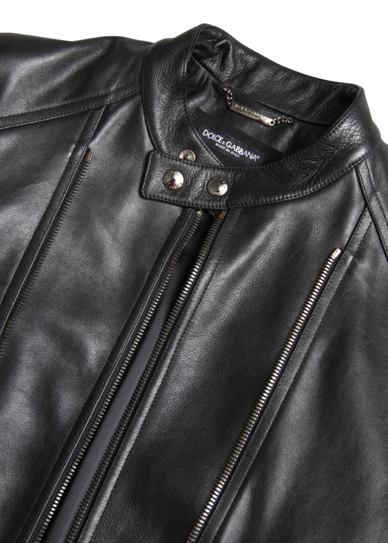Black Leather Zipper Coat Men Jacket hover