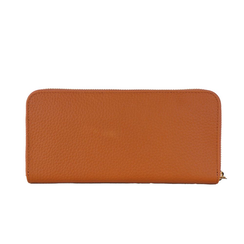 Elegant Orange Leather Wallet with Zipper hover