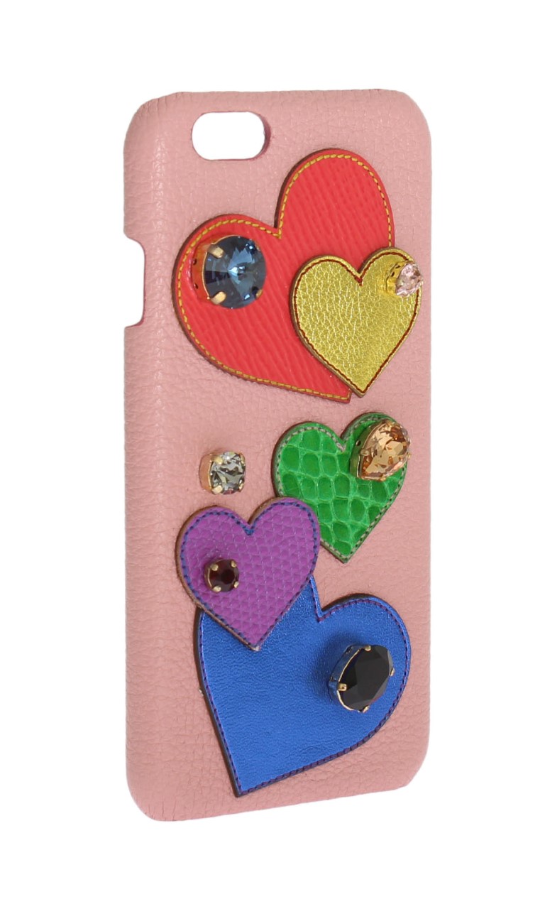 Pink Leather Heart Crystal Phone Case hover