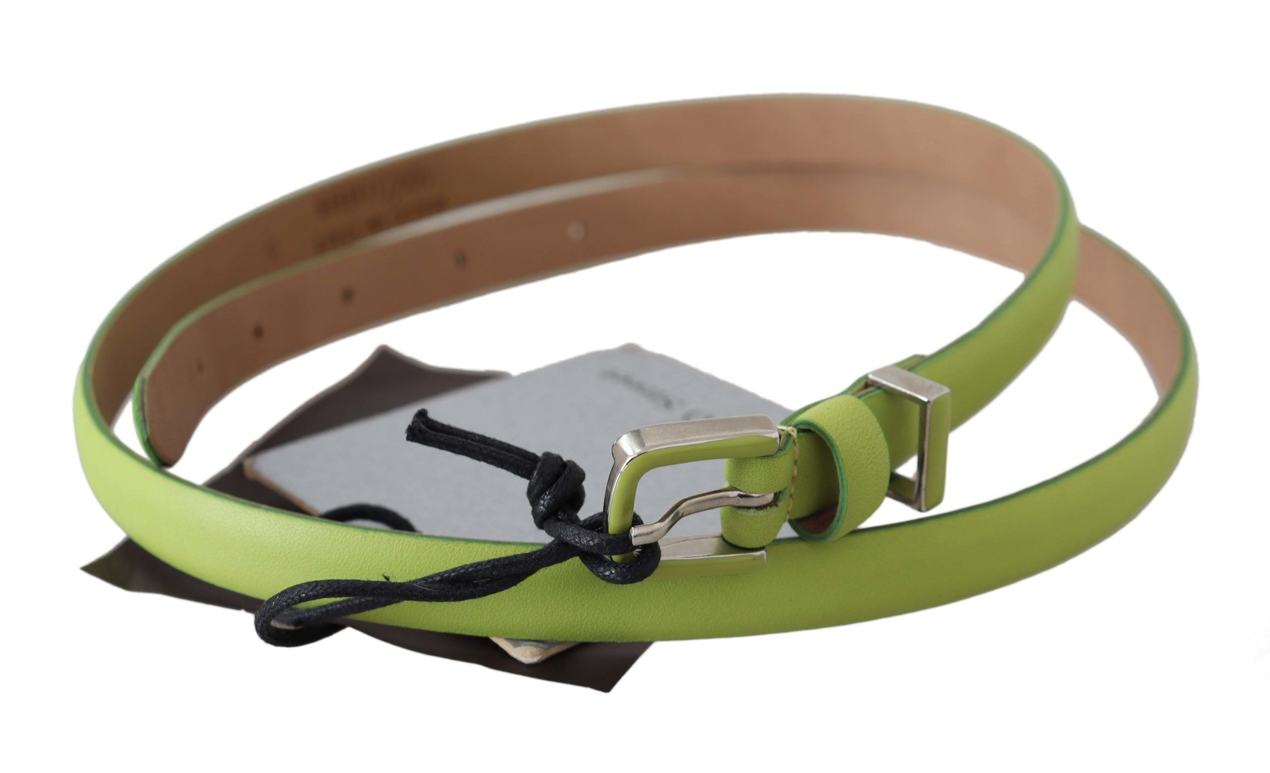 Green Leather Chartreuse Silver Green Buckle Belt hover