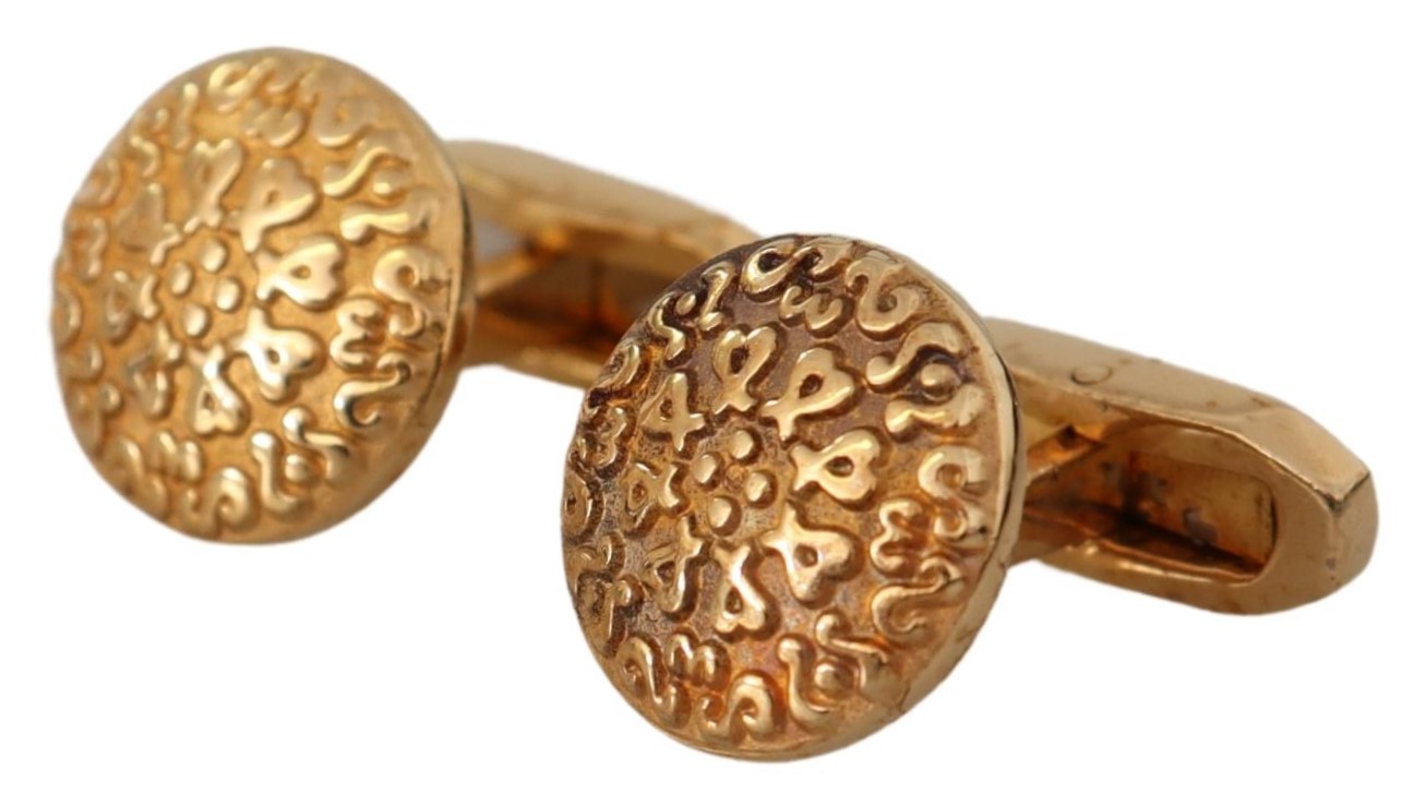 Gold Plated Brass Round Pin Men Cufflinks hover