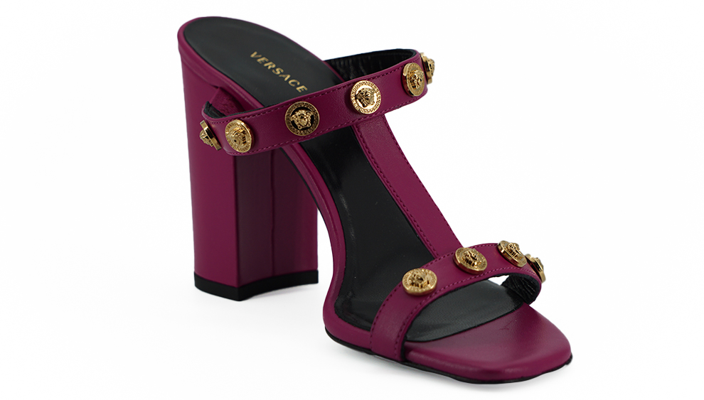 Elegant Purple Calf Leather High Sandals hover