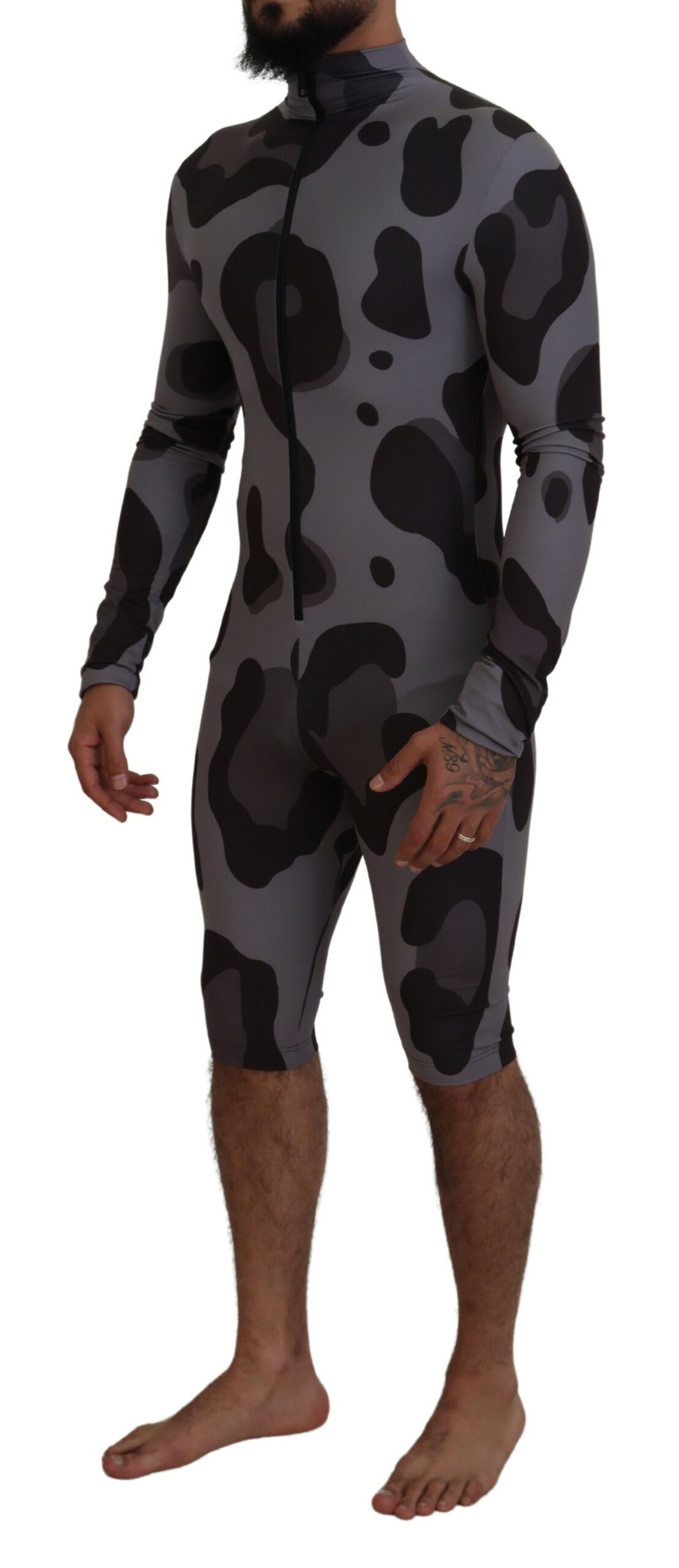 Gray Patterned Polyester Wetsuit Swimwear hover