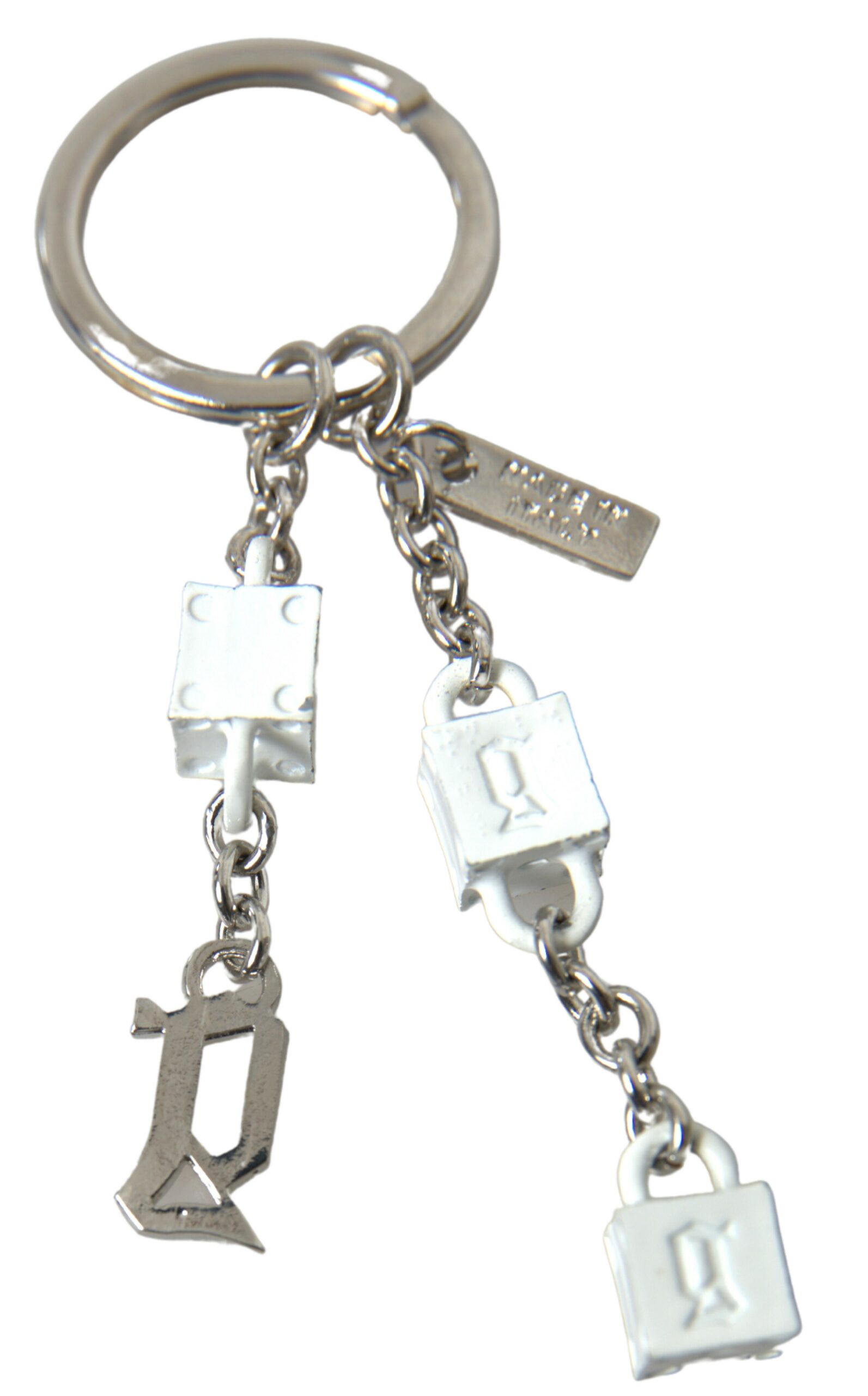 Silver Tone Metal DG Logo Engraved Keyring Keychain hover