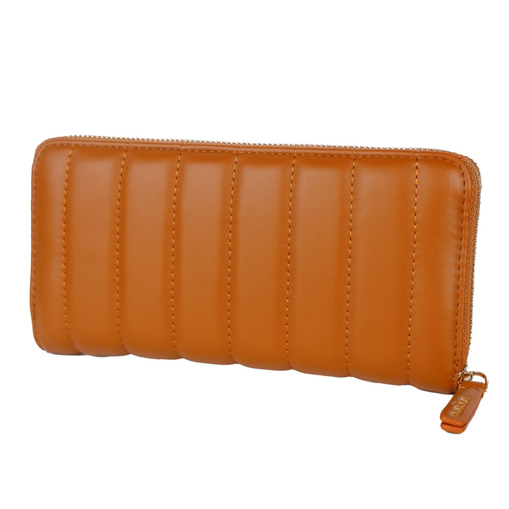 Chic Quilted Faux Leather Wallet in Brown hover