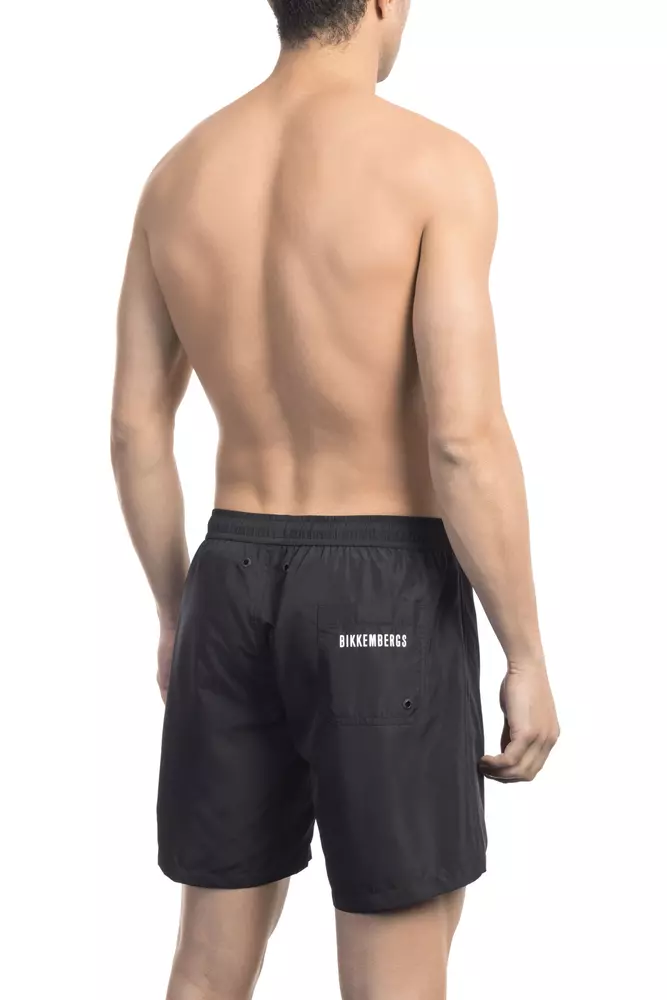 Black Polyester Men Swim Short hover