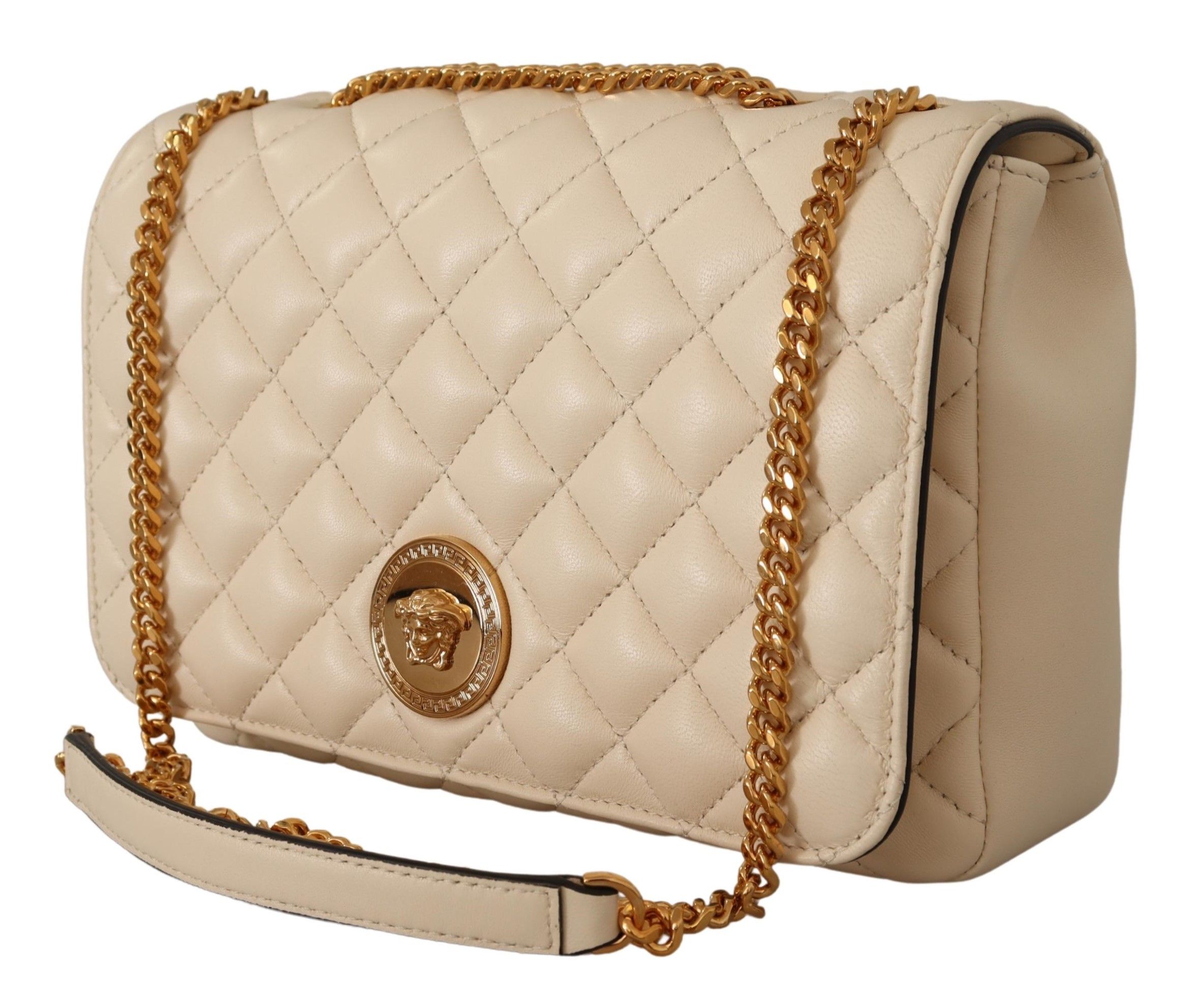 Elegant White Nappa Leather Shoulder Bag hover