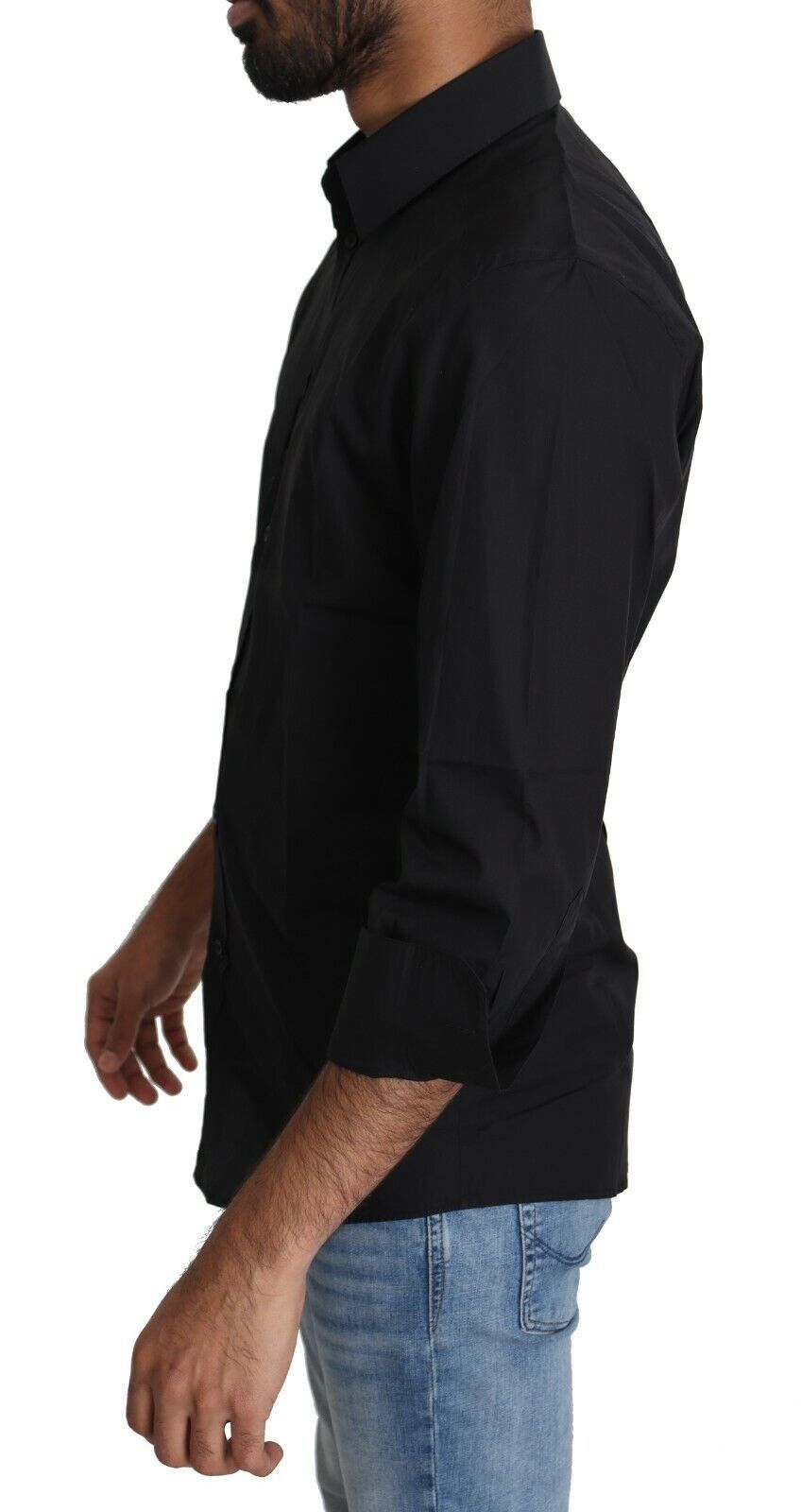 Elegant Black Slim Fit Dress Shirt hover