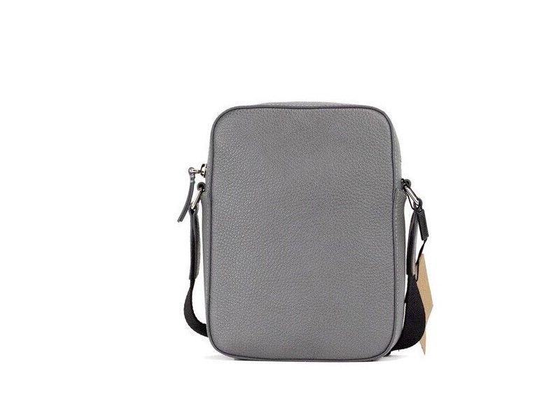 Thornton Small Grey Embossed Logo Grainy Leather Crossbody Handbag hover