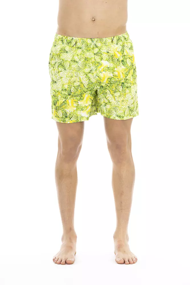 Green Polyester Men Swim Short