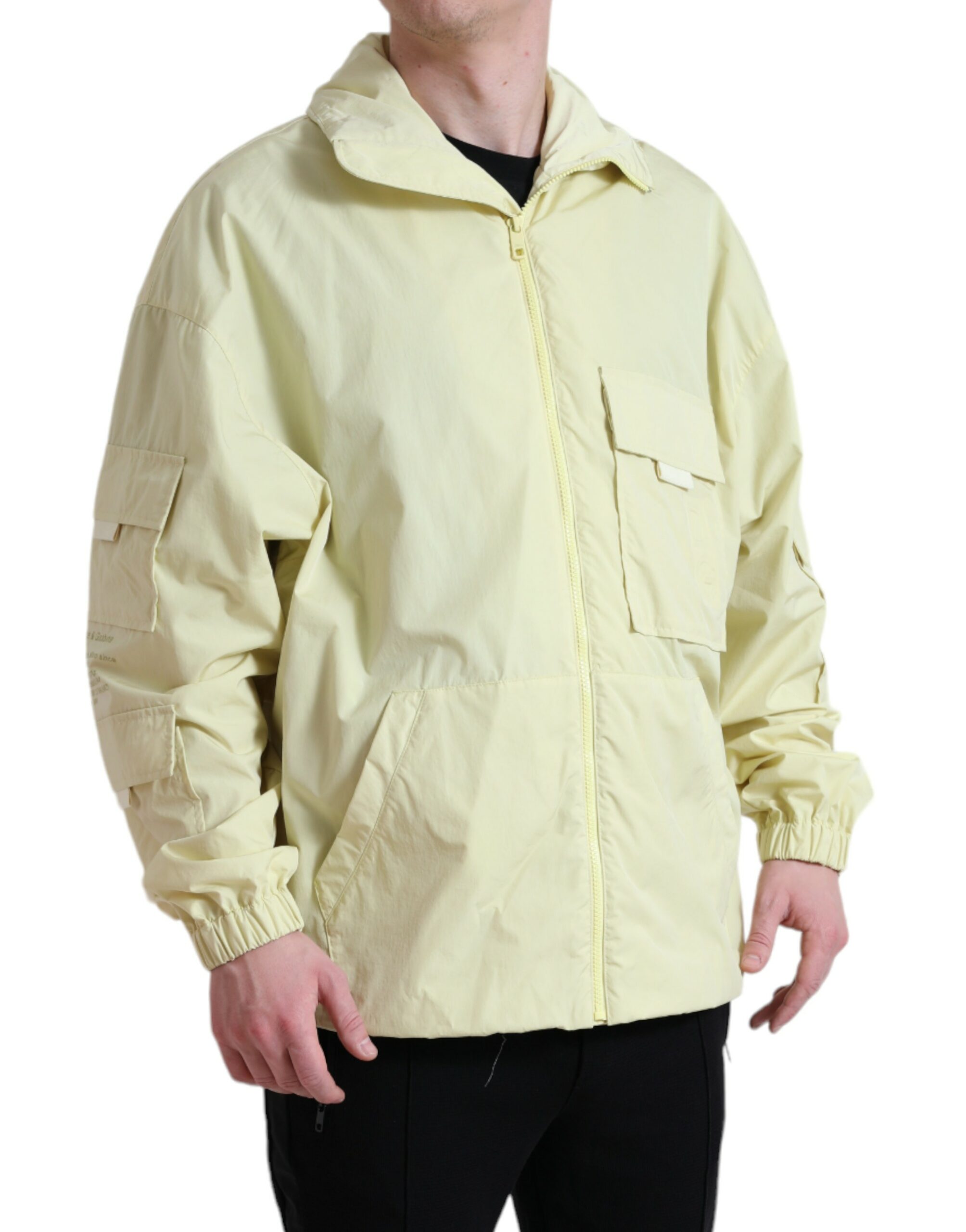 Yellow Nylon Collared Full Zip Parka Jacket hover