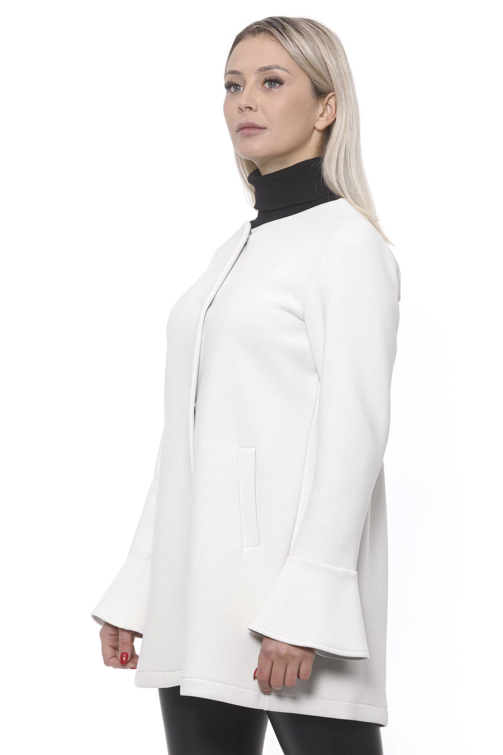 Elegant White Neoprene Woman Coat hover