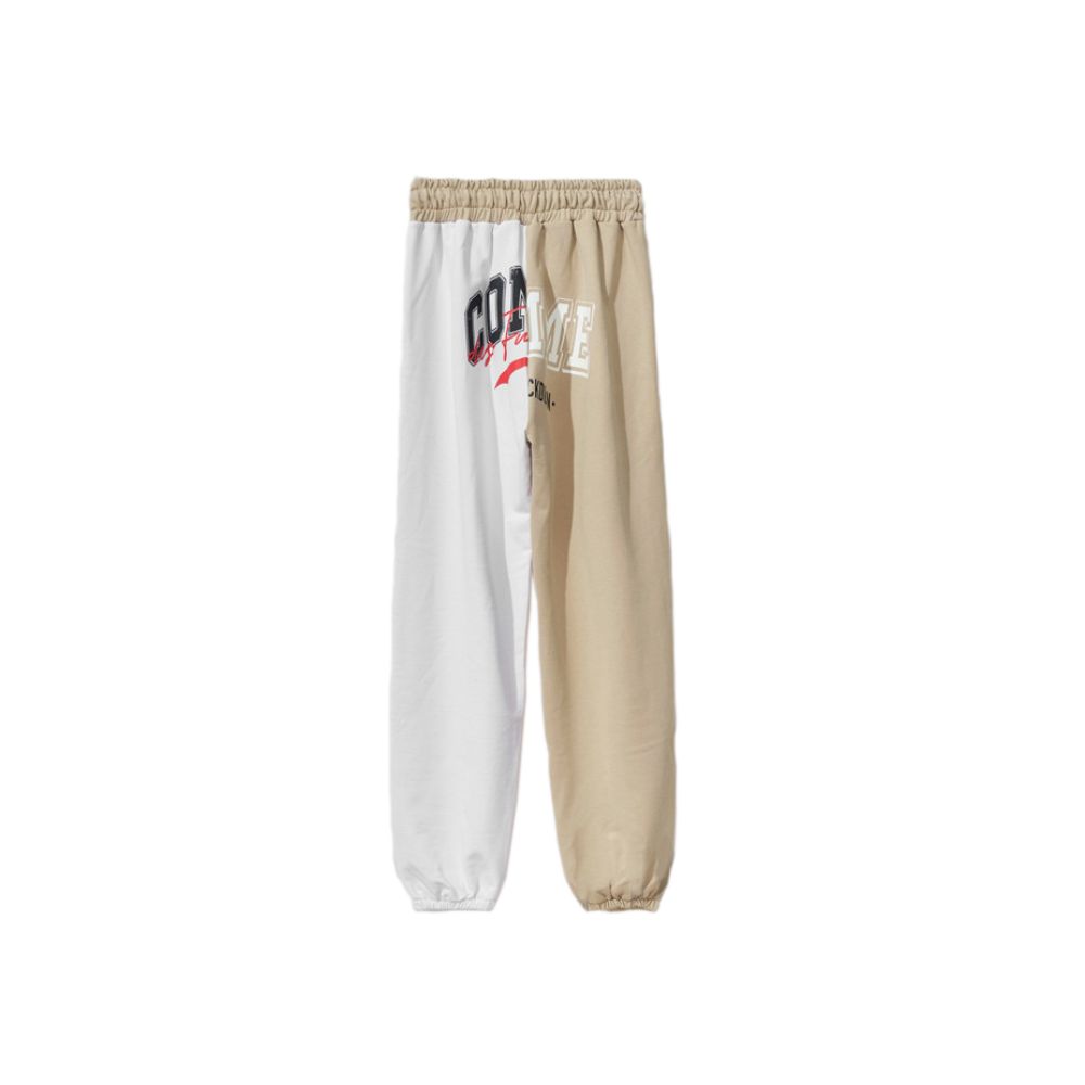 Chic Beige Two-Tone Drawstring Sweatpants hover