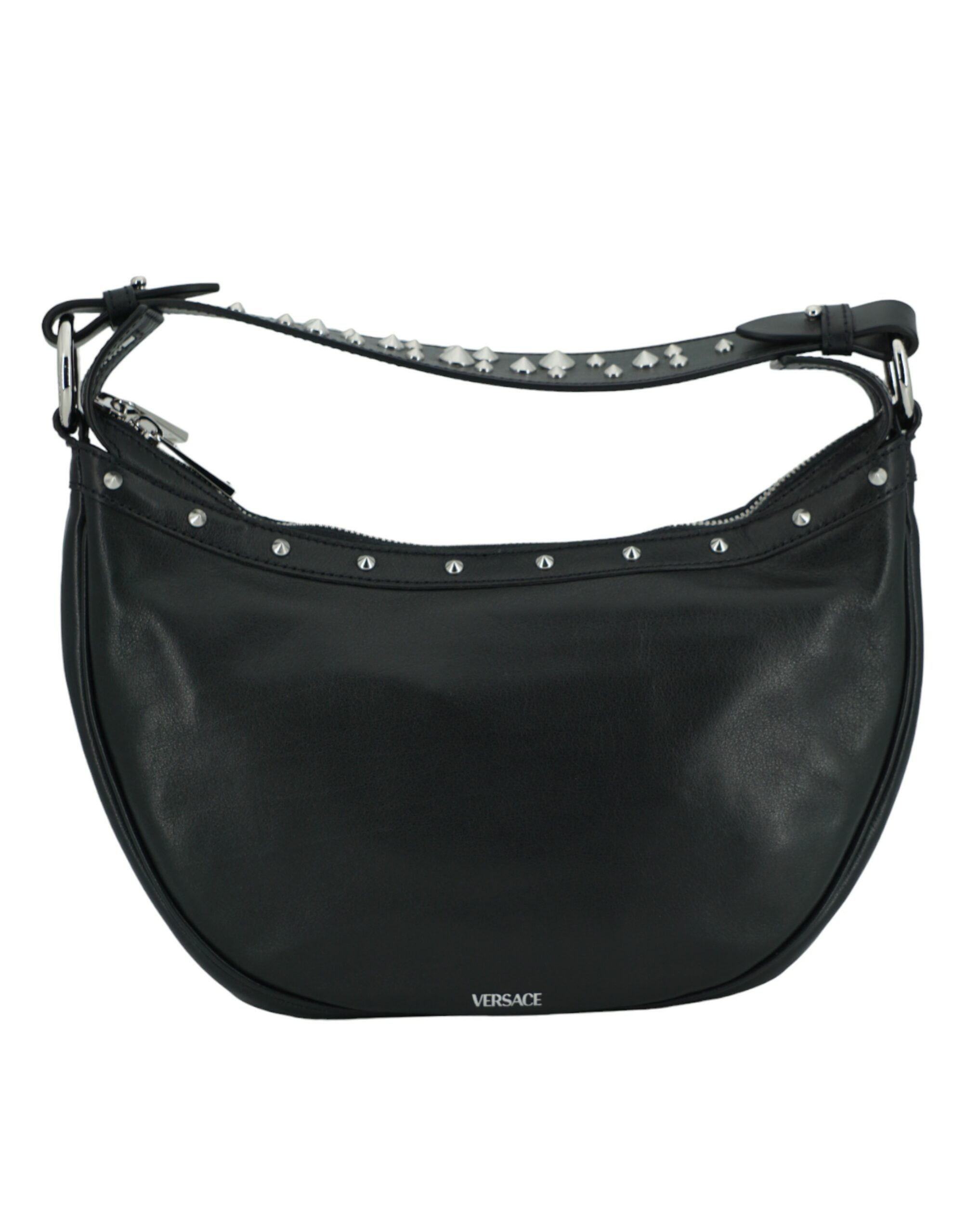 Elegant Black Leather Hobo Shoulder Bag hover
