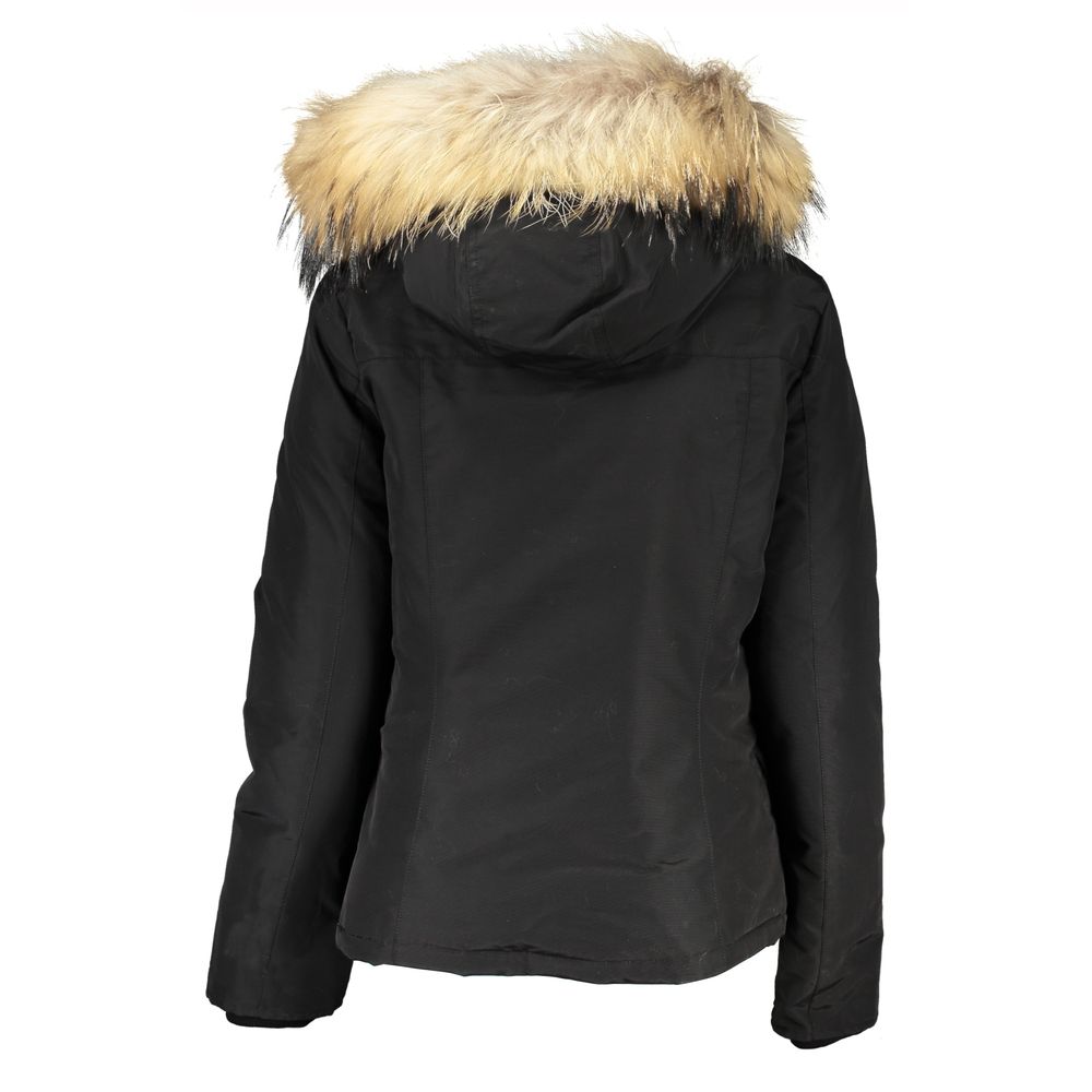 Short Parka With Removable Fox Fur Trim In Black hover