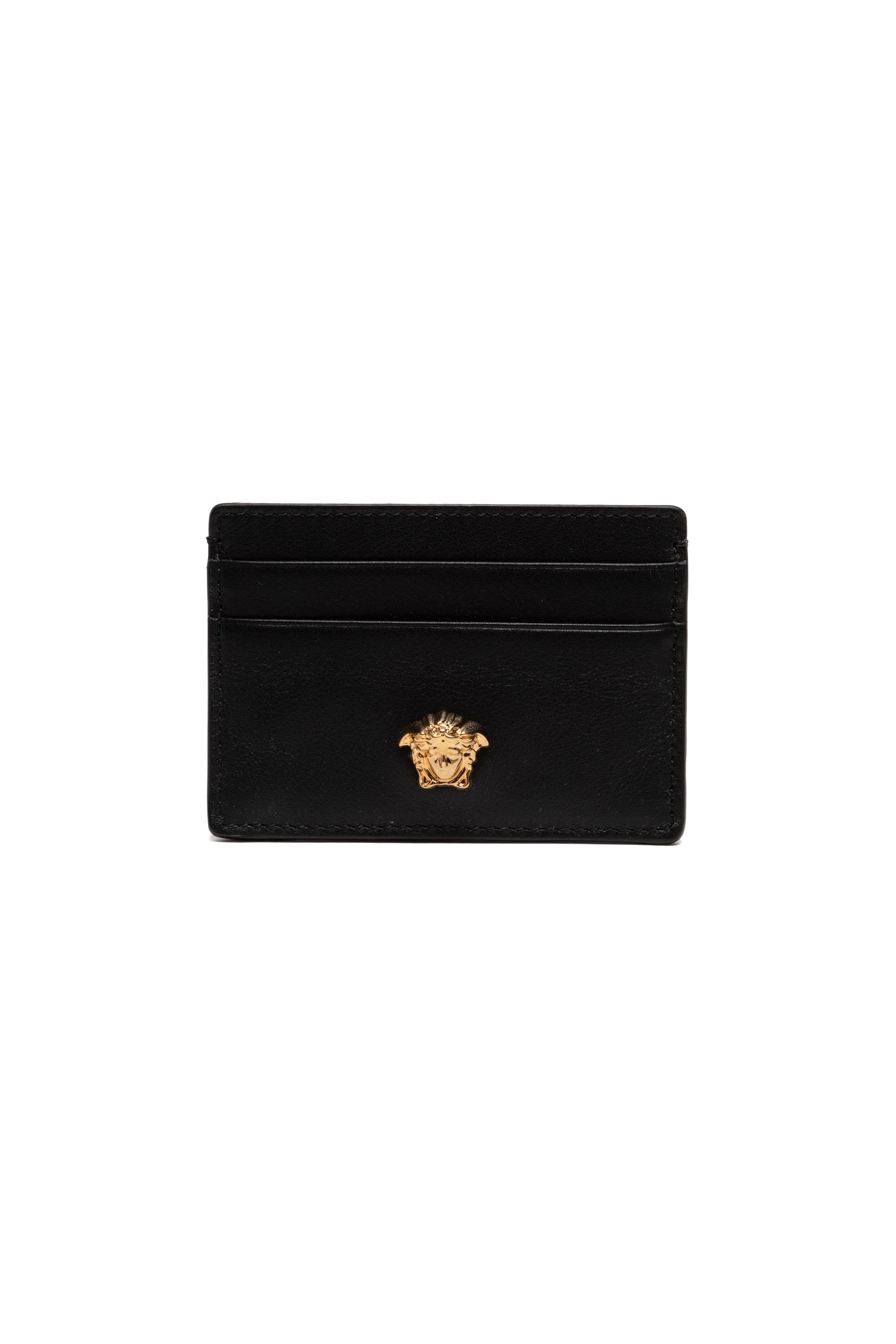 Black Leather La Medusa Card Holder