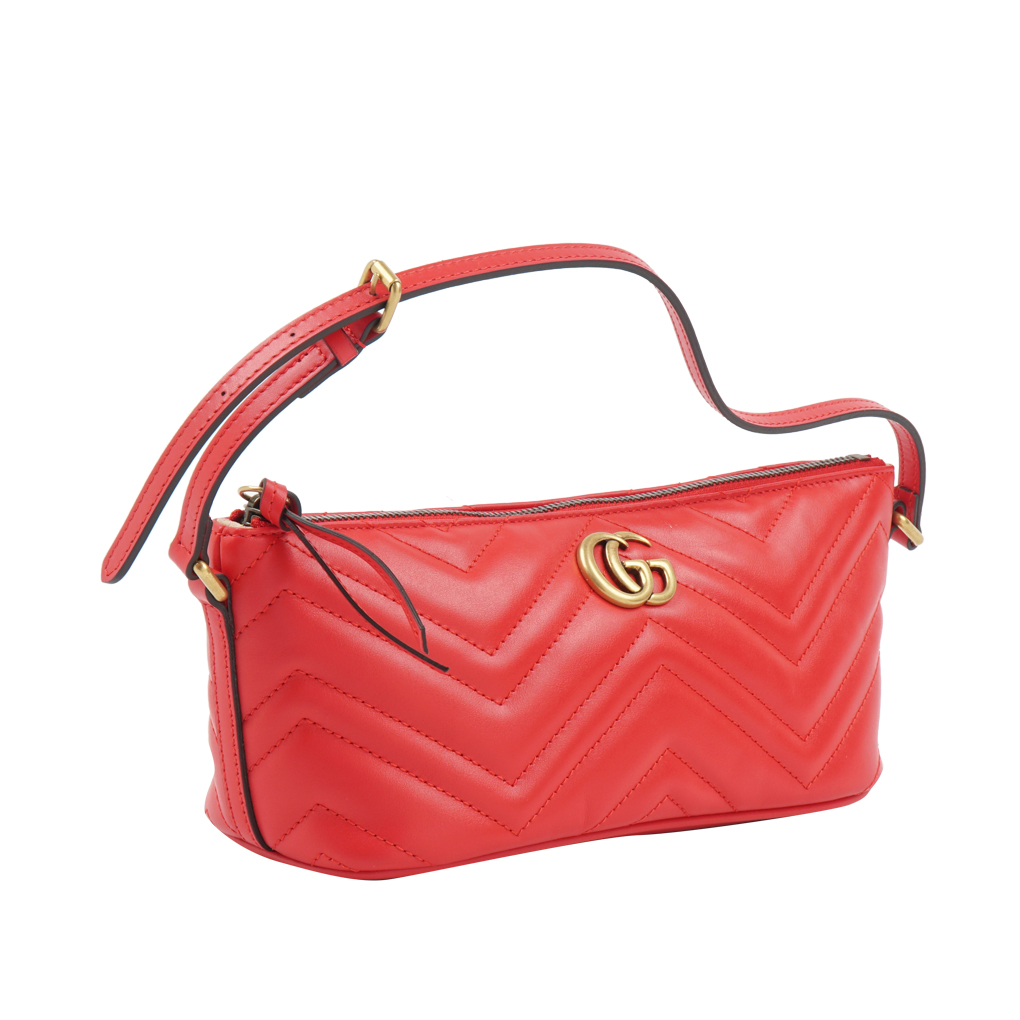 Calfskin Matelasse Chevron GG Marmont Sling Shoulder Bag Rosso hover