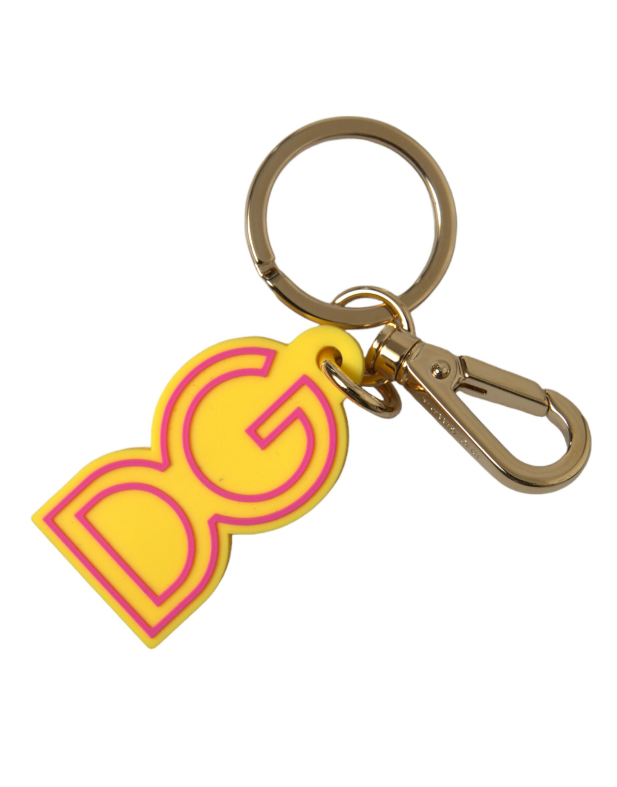 Yellow Rubber Gold Tone Metal DG Logo Keyring Keychain hover