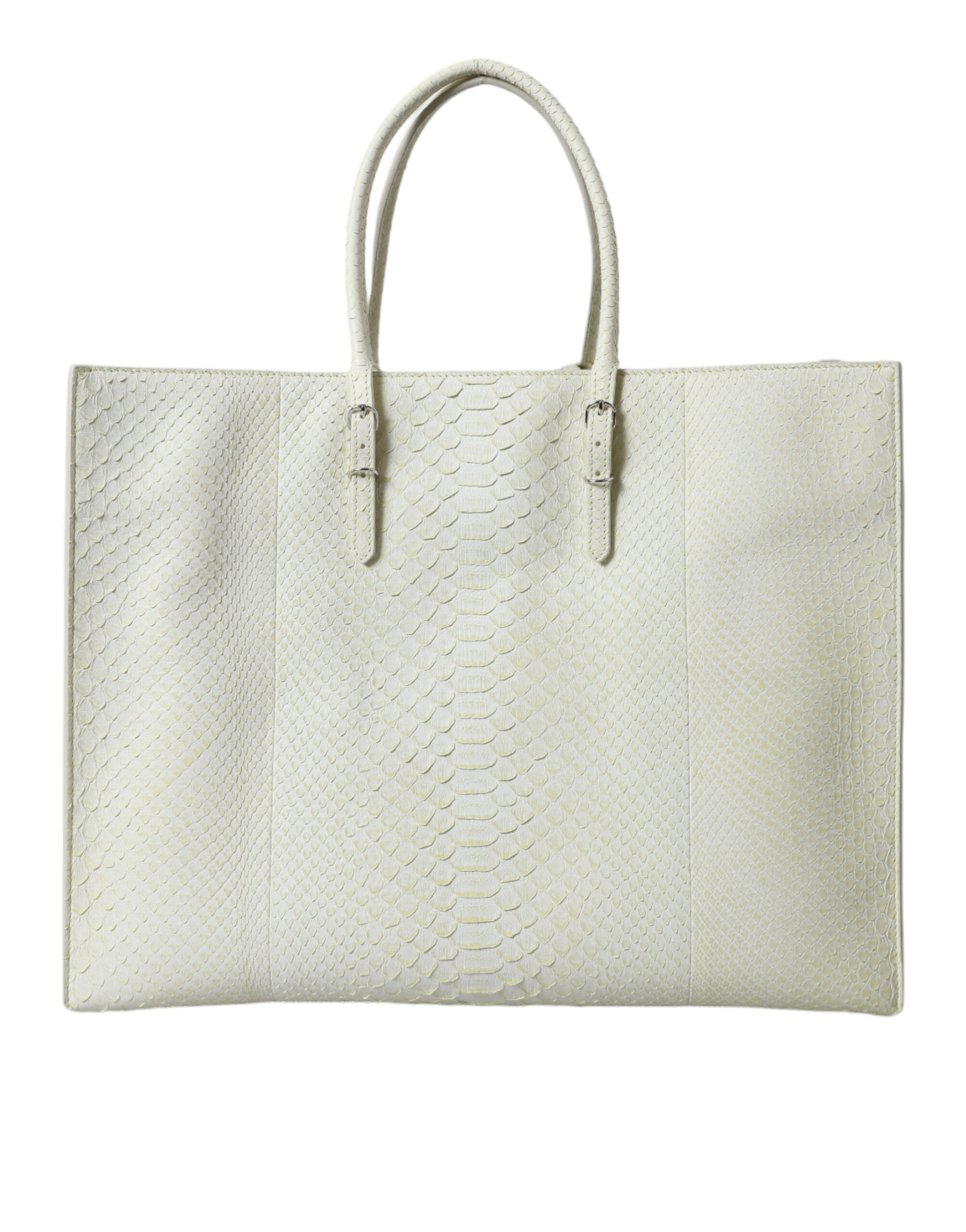 White Yellow Exotic Skin Leather Shopping Tote PAPIER Bag hover