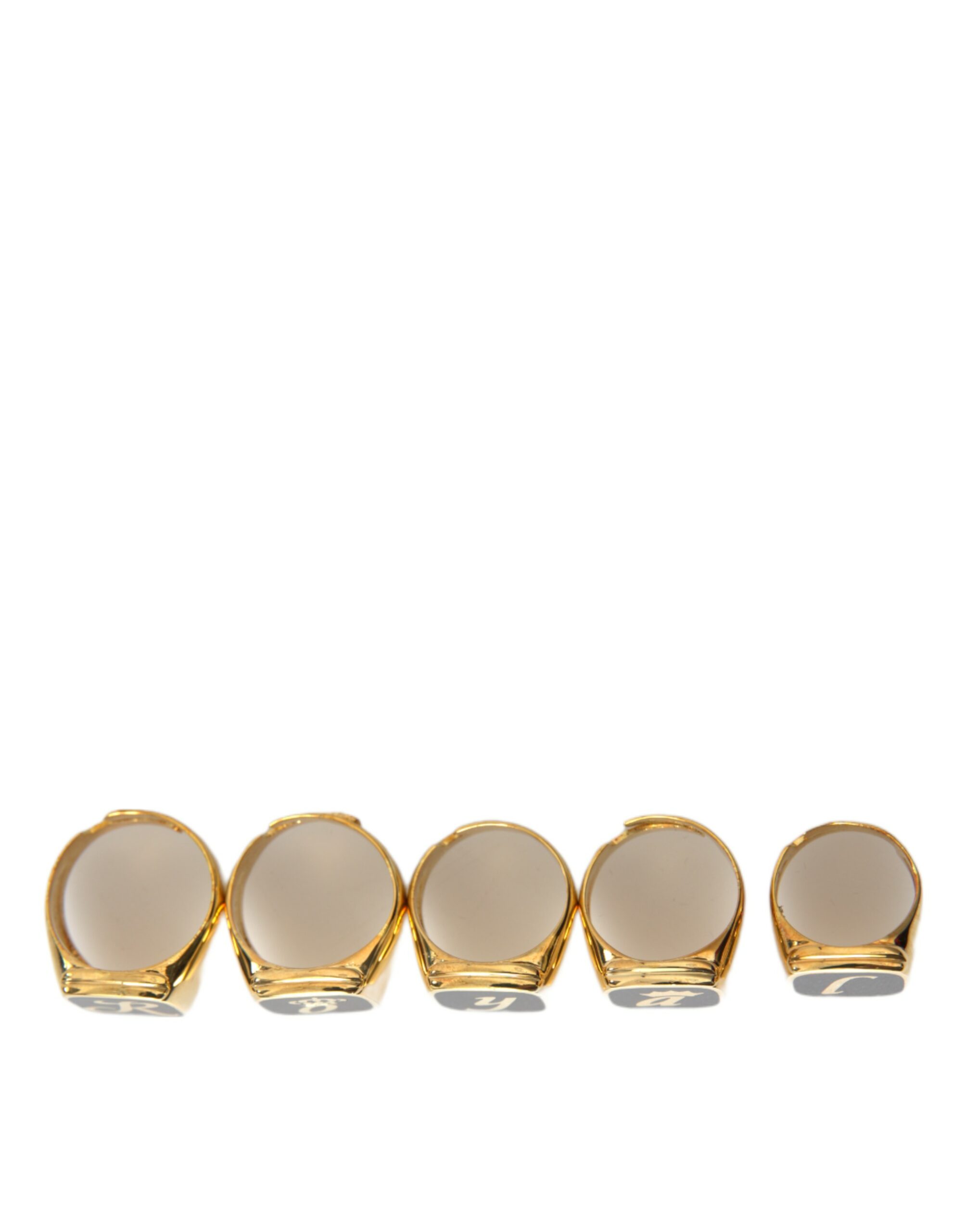 Gold Brass ROYAL Enamel Set of 5 Ring hover