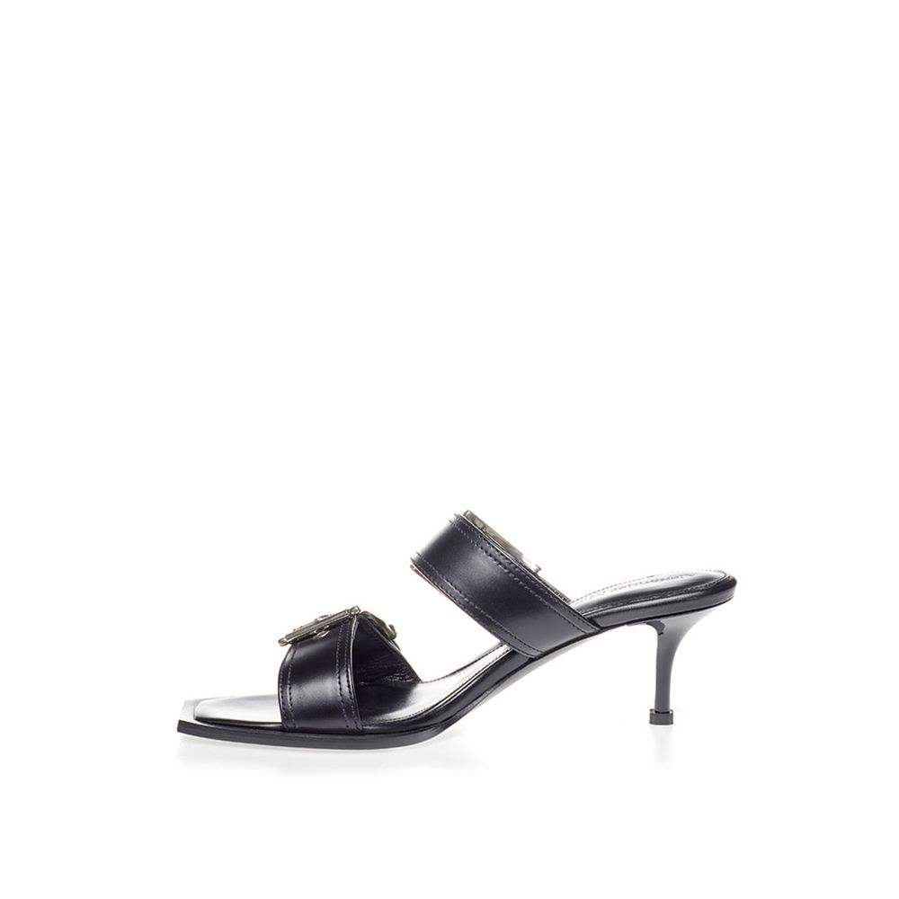 Elevate Your Steps in Timeless Black Leather Sandals hover