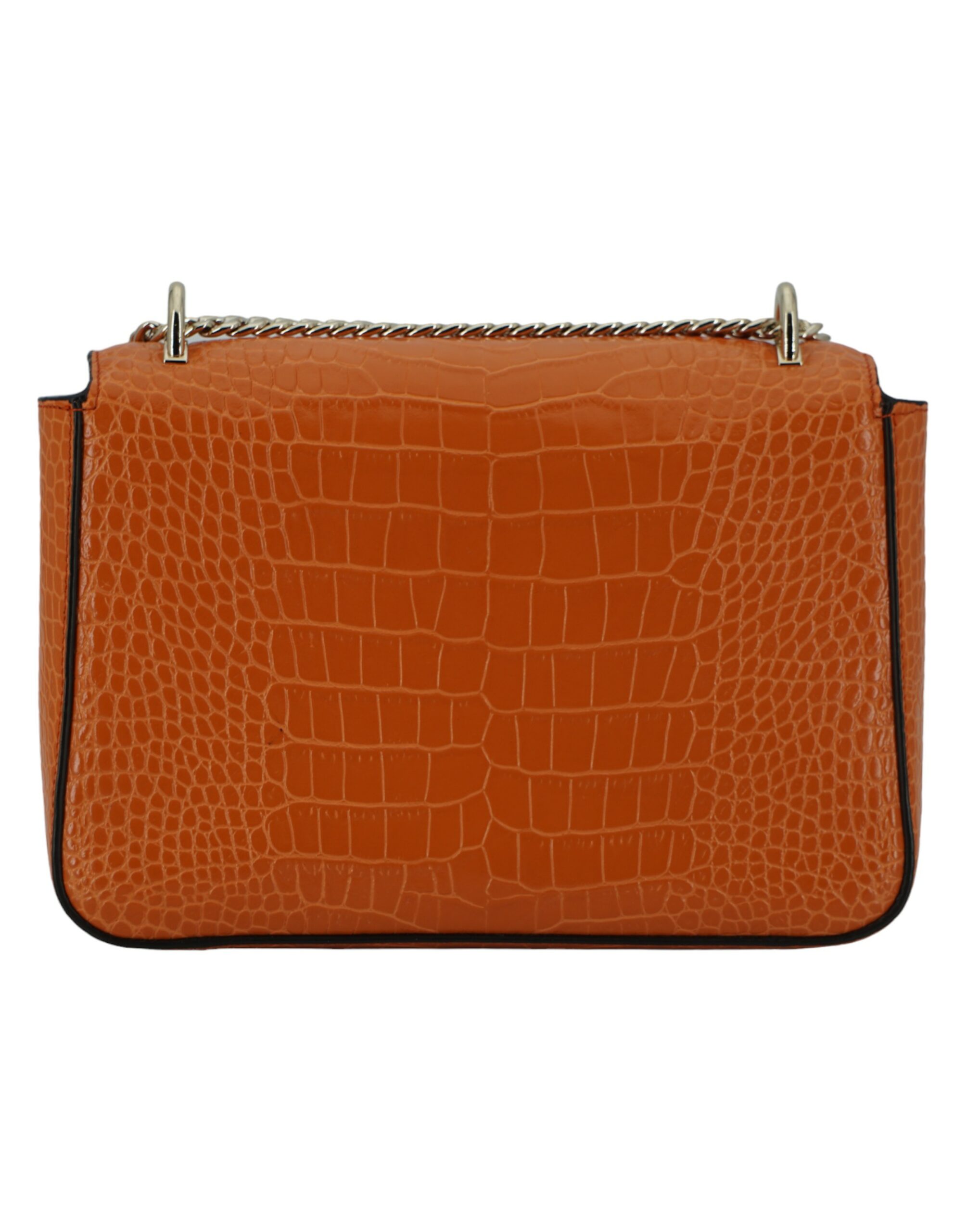 Amber Orange Leather Shoulder Bag hover