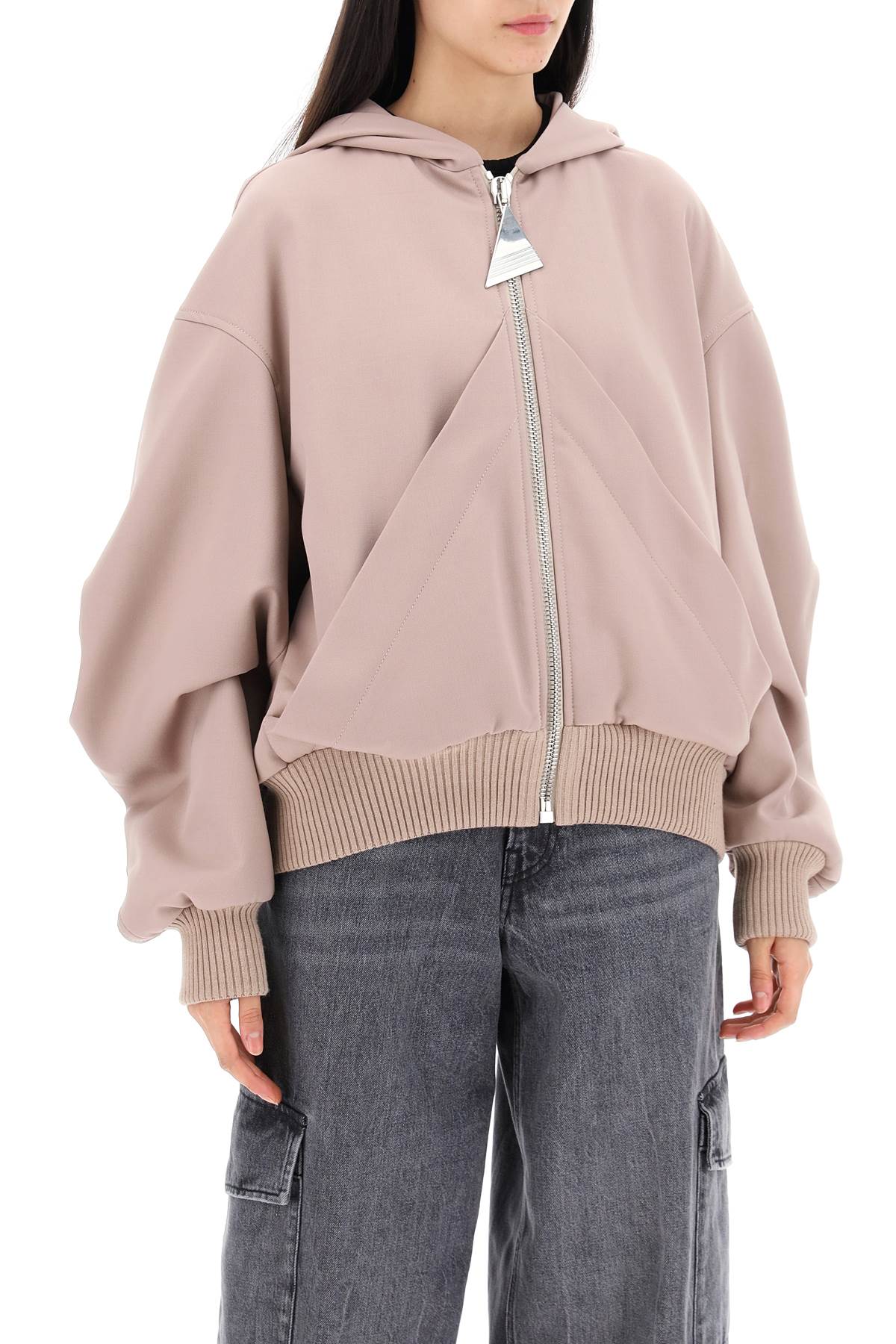 oversized hooded bomber jacket hover