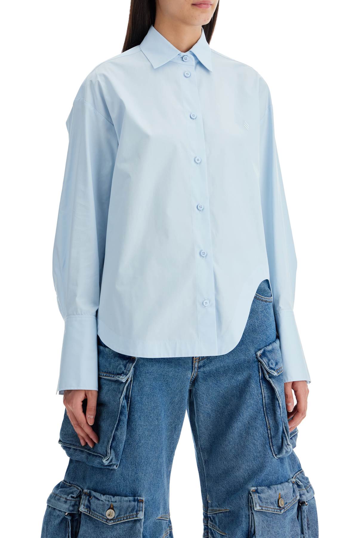 eliza shirt with shaped slit hover
