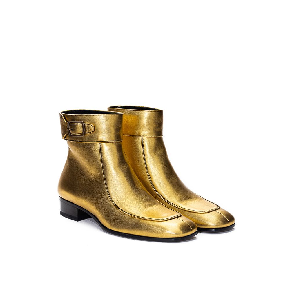 Gold Leather Ankle Boots hover