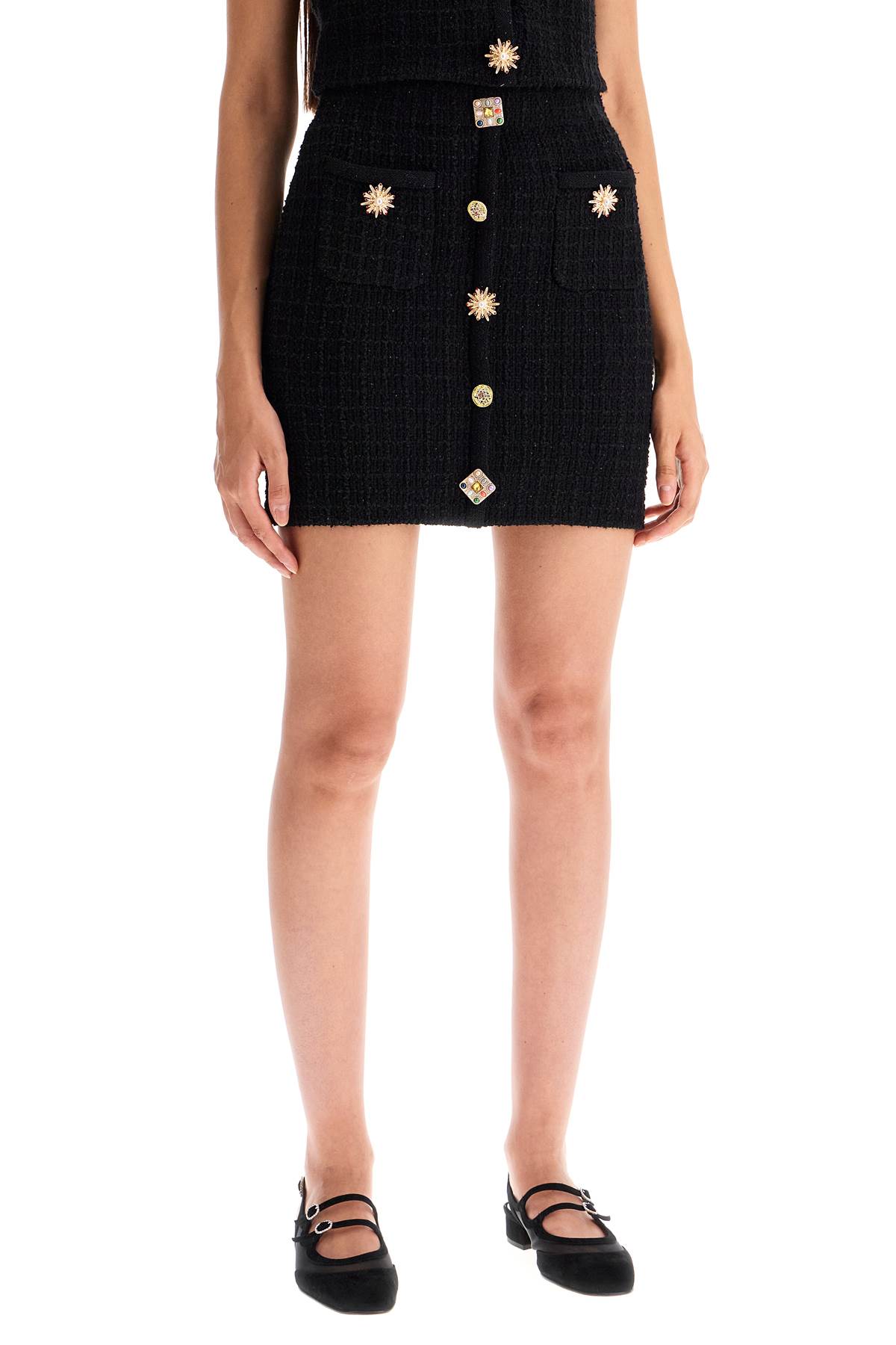 "knitted mini skirt with jewel buttons hover