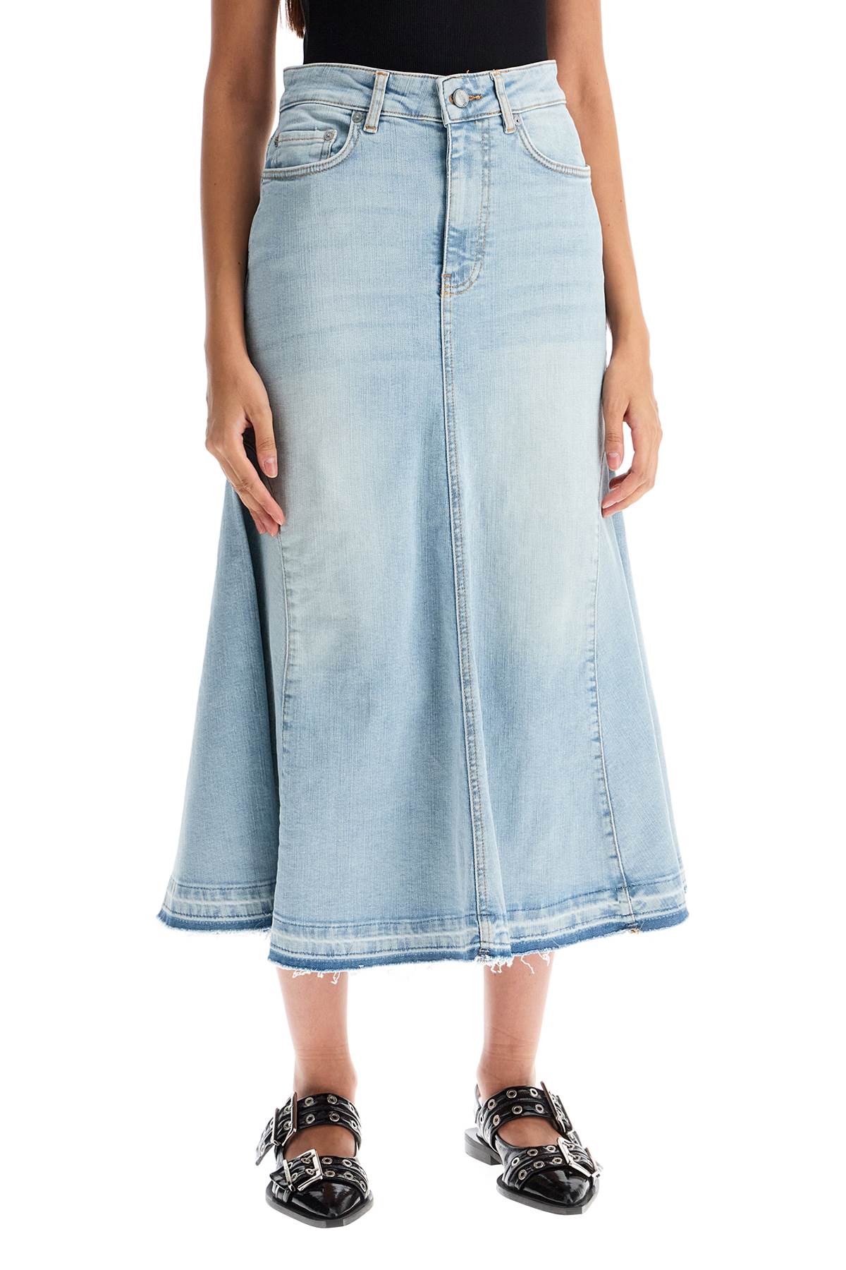 flared denim skirt. hover