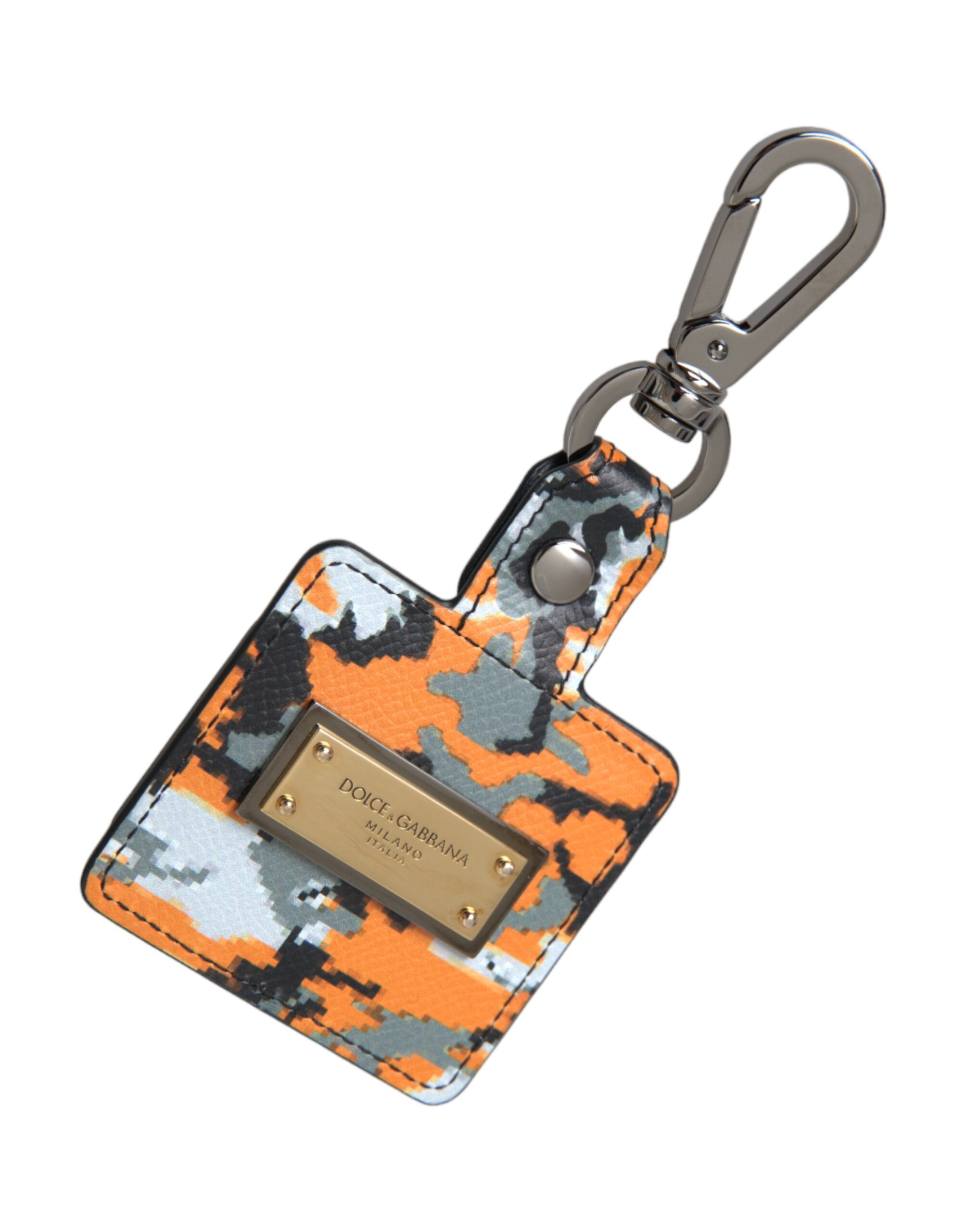 Multicolor Camouflage Print Leather Logo Metal Airpods Case hover