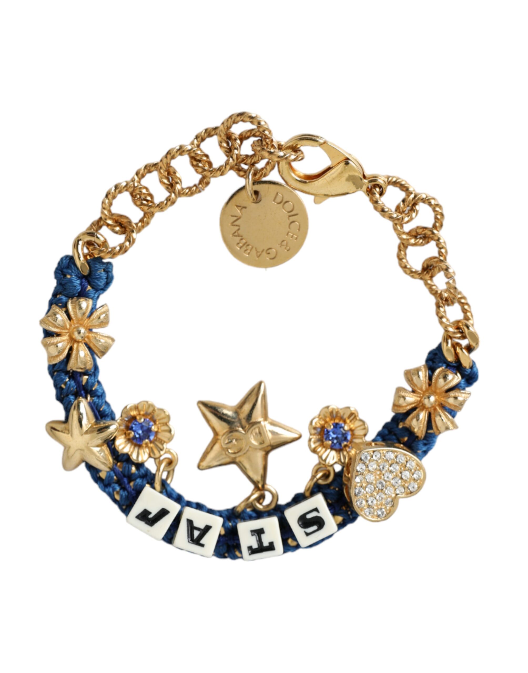 Gold Tone Brass Chain Star Fashion Bracelet hover