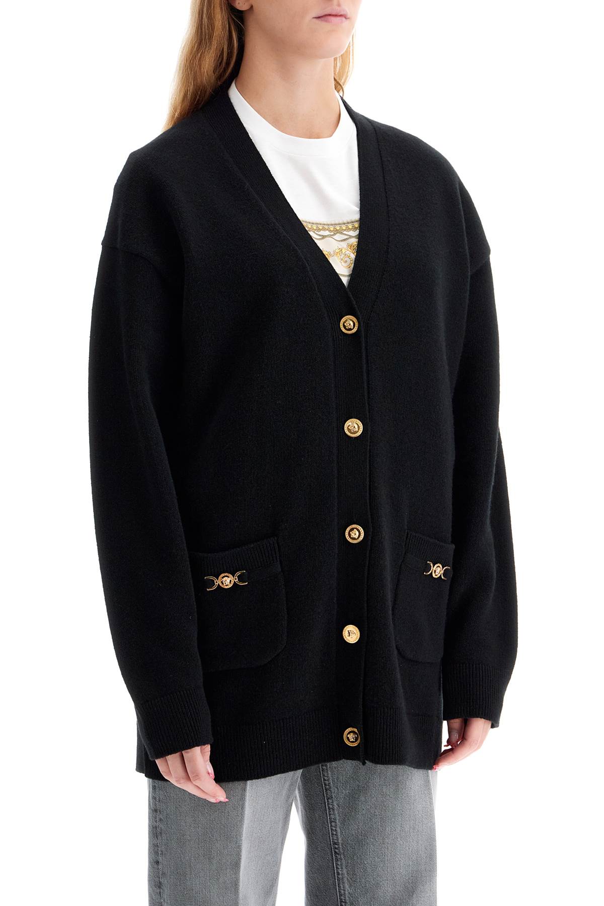 boxy wool and cashmere cardigan hover