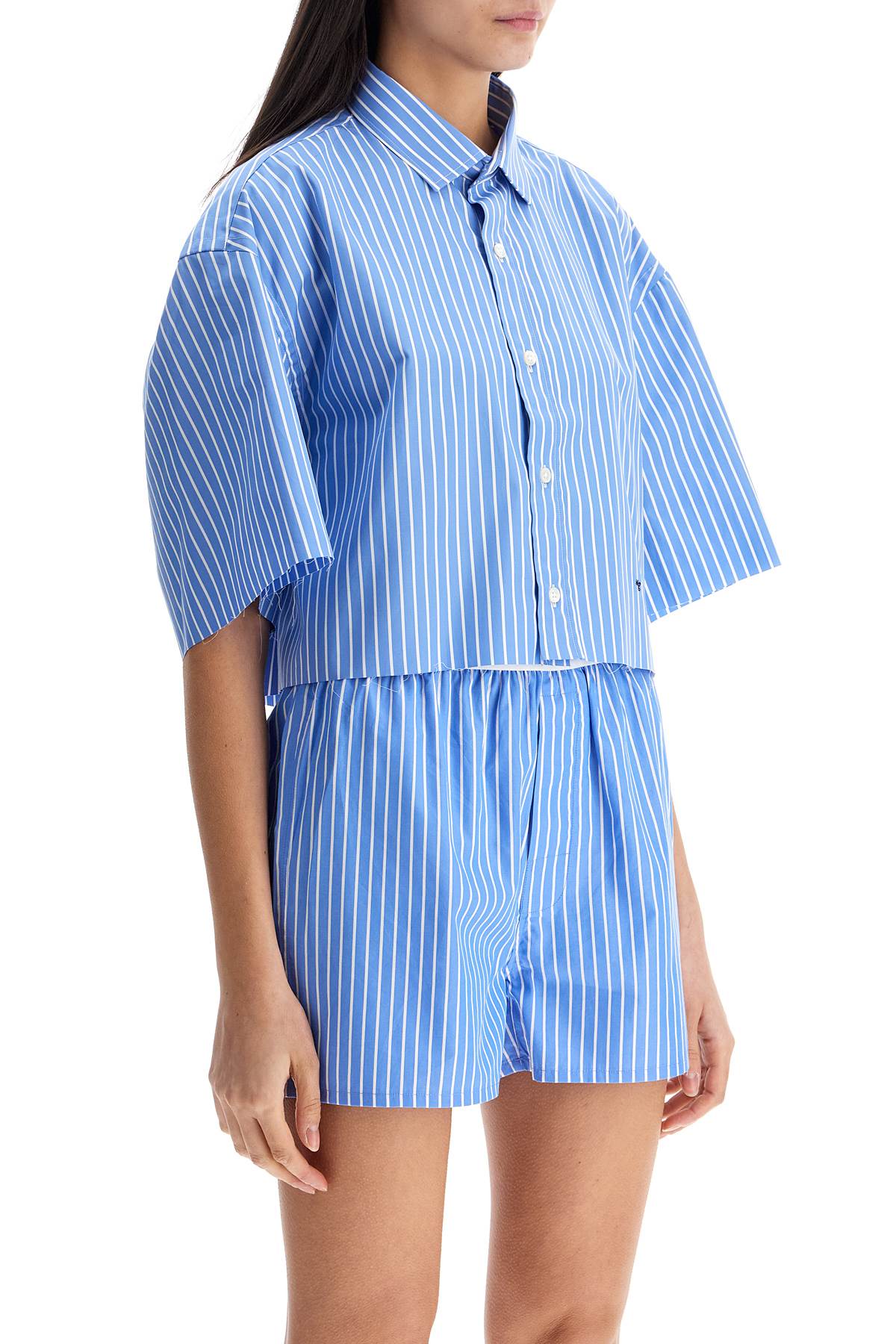 blue striped cotton shirt hover