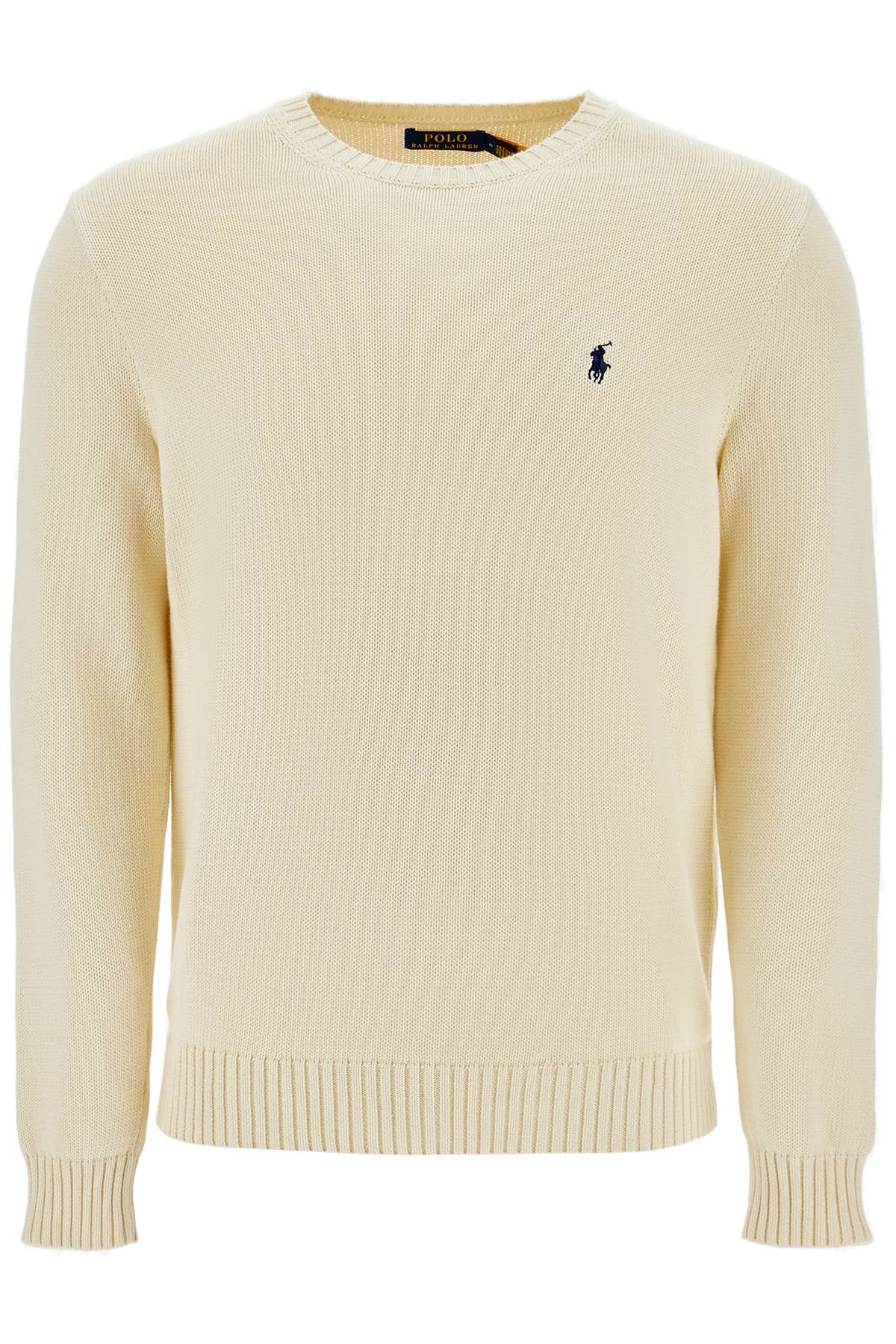 cream cotton sweater with embroidered logo