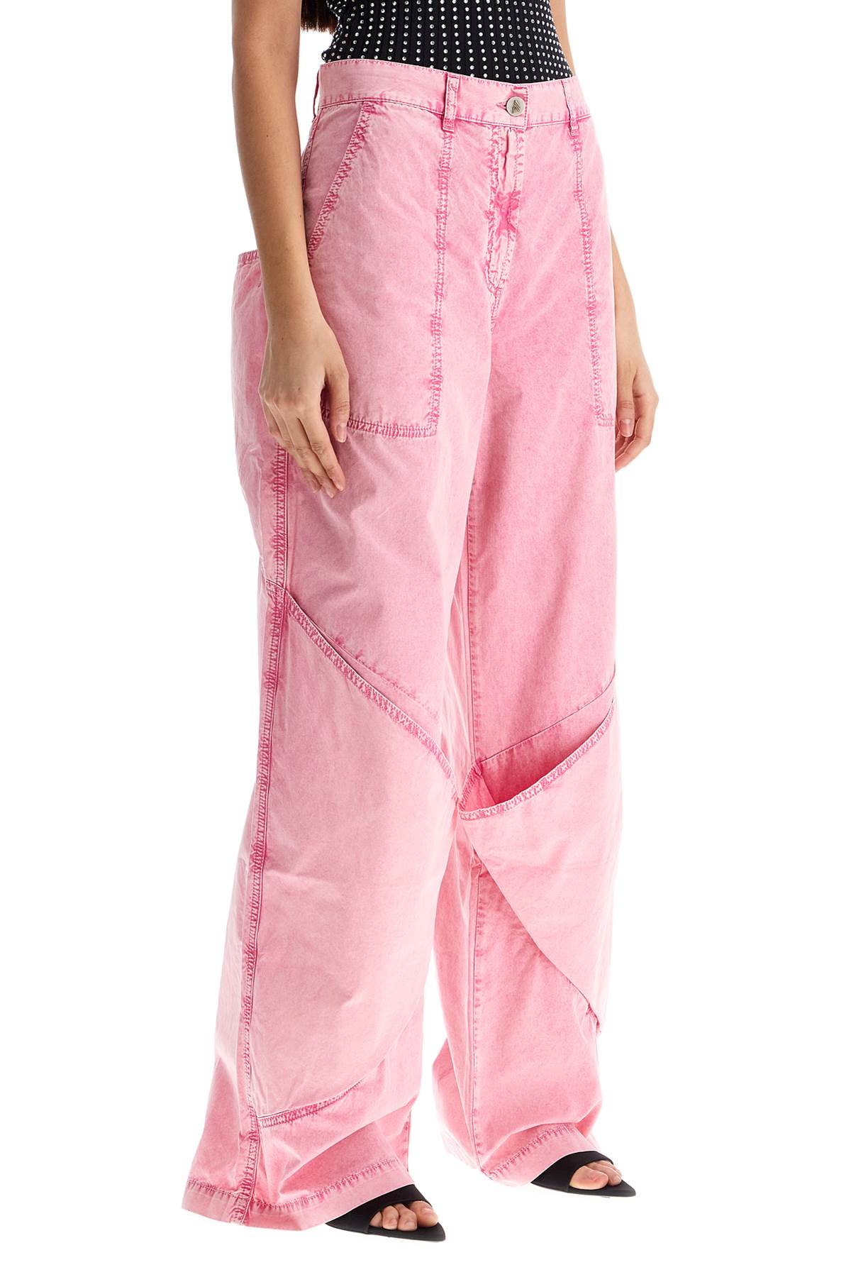 high-waisted loose fit pink palazzo pants in cotton hover