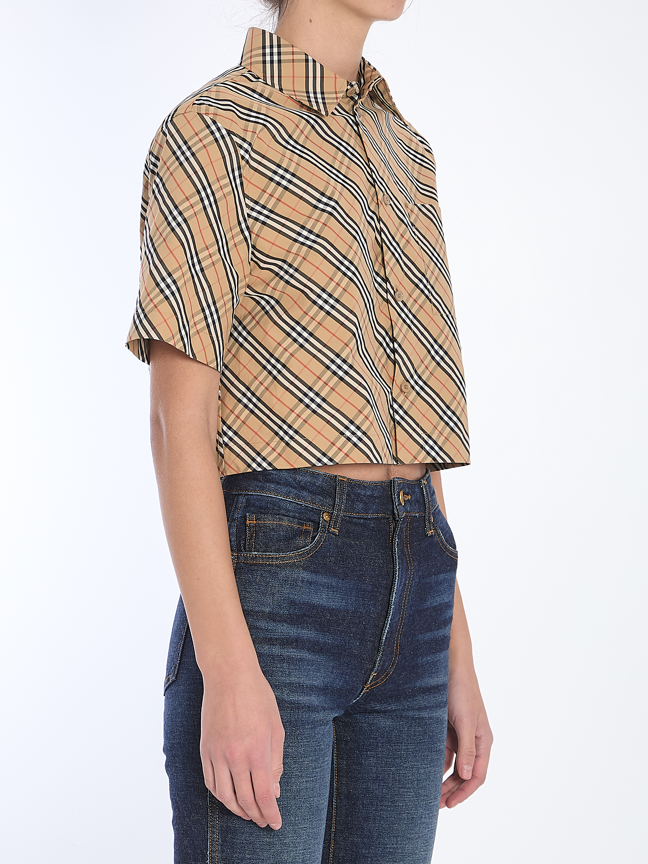 Check cropped shirt hover